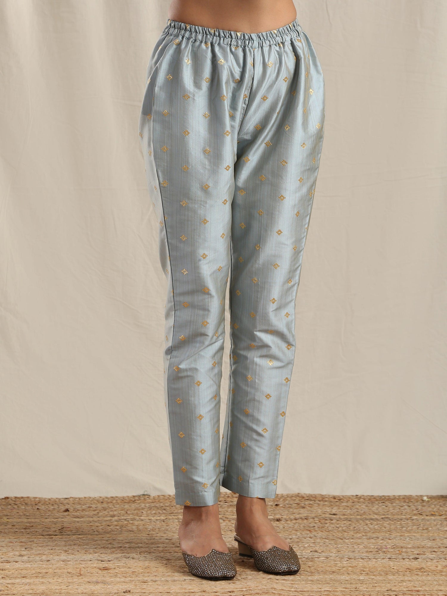 Grey Silk Kurta Pant Set - trueBrowns