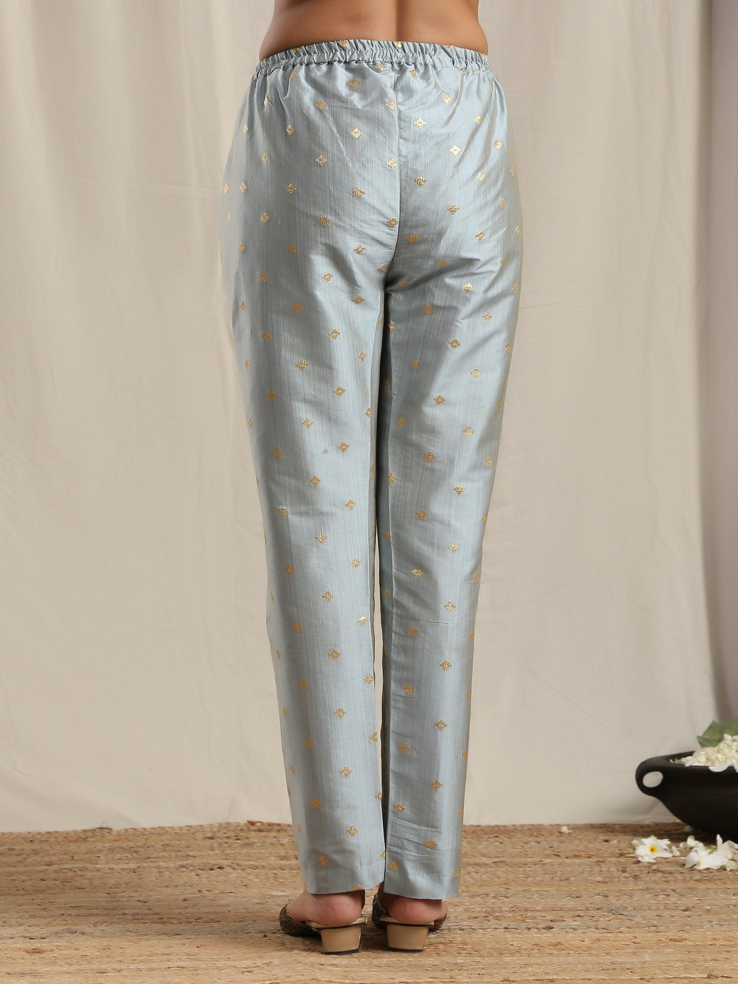 Grey Silk Kurta Pant Set - trueBrowns