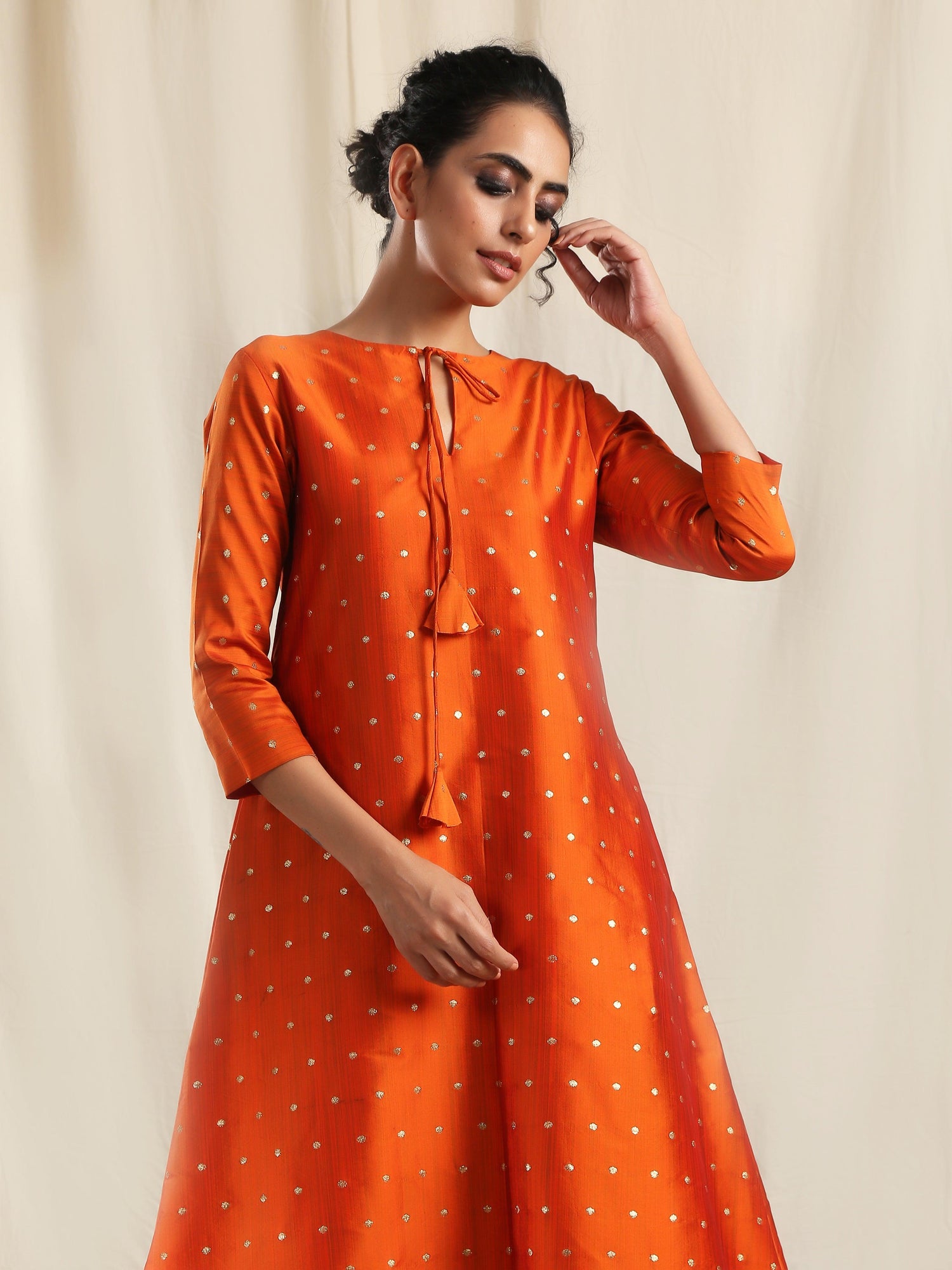Orange Silk Kurta Pant Set - trueBrowns