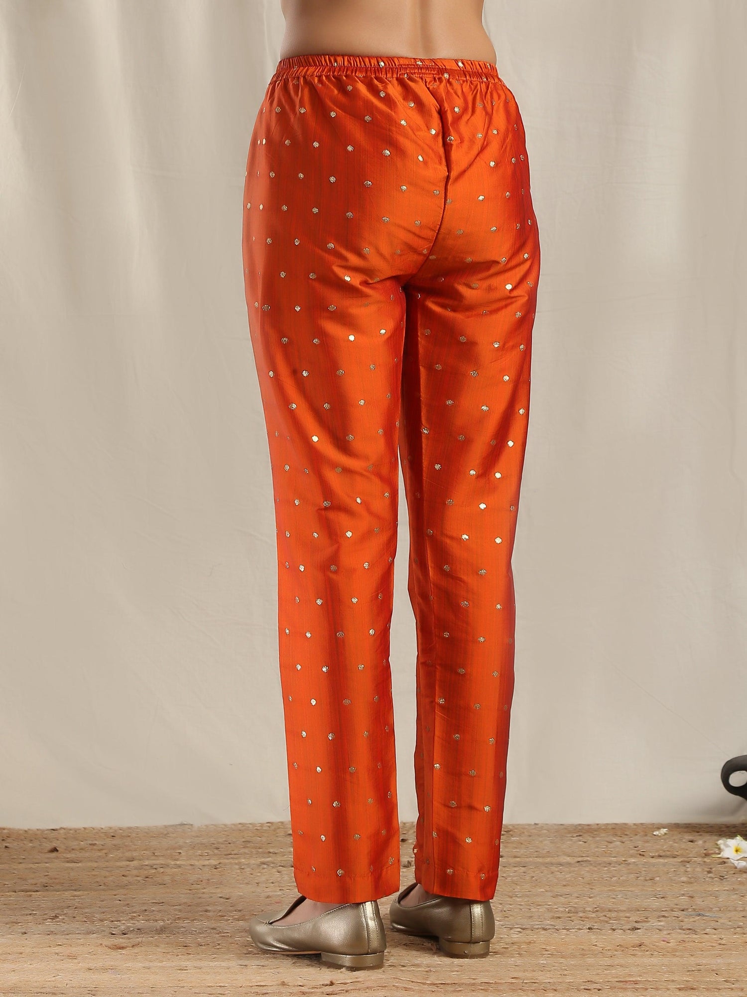Orange Silk Kurta Pant Set - trueBrowns