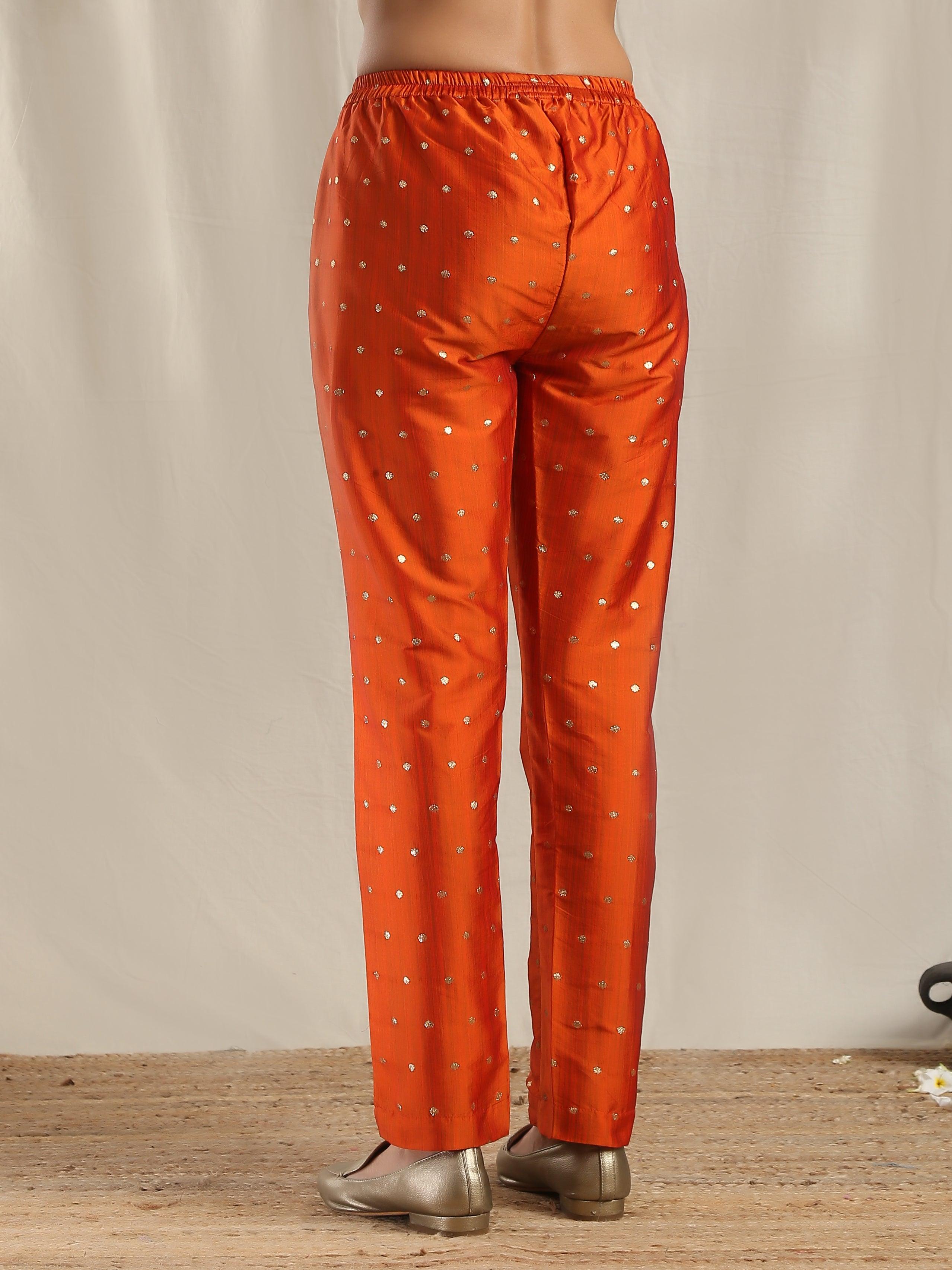 Orange Silk Kurta Pant Set - trueBrowns