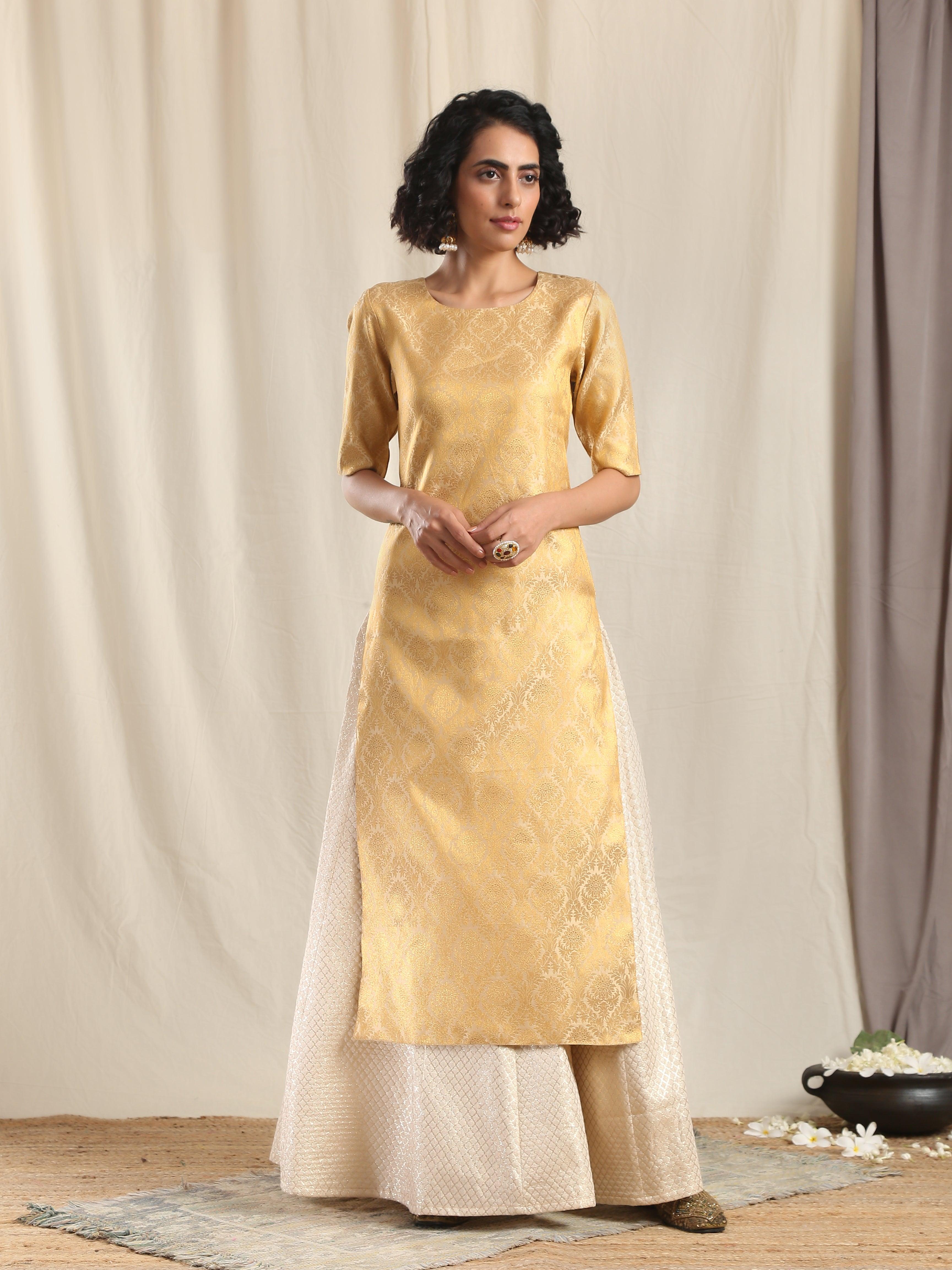 Gold skirt with kurta shop