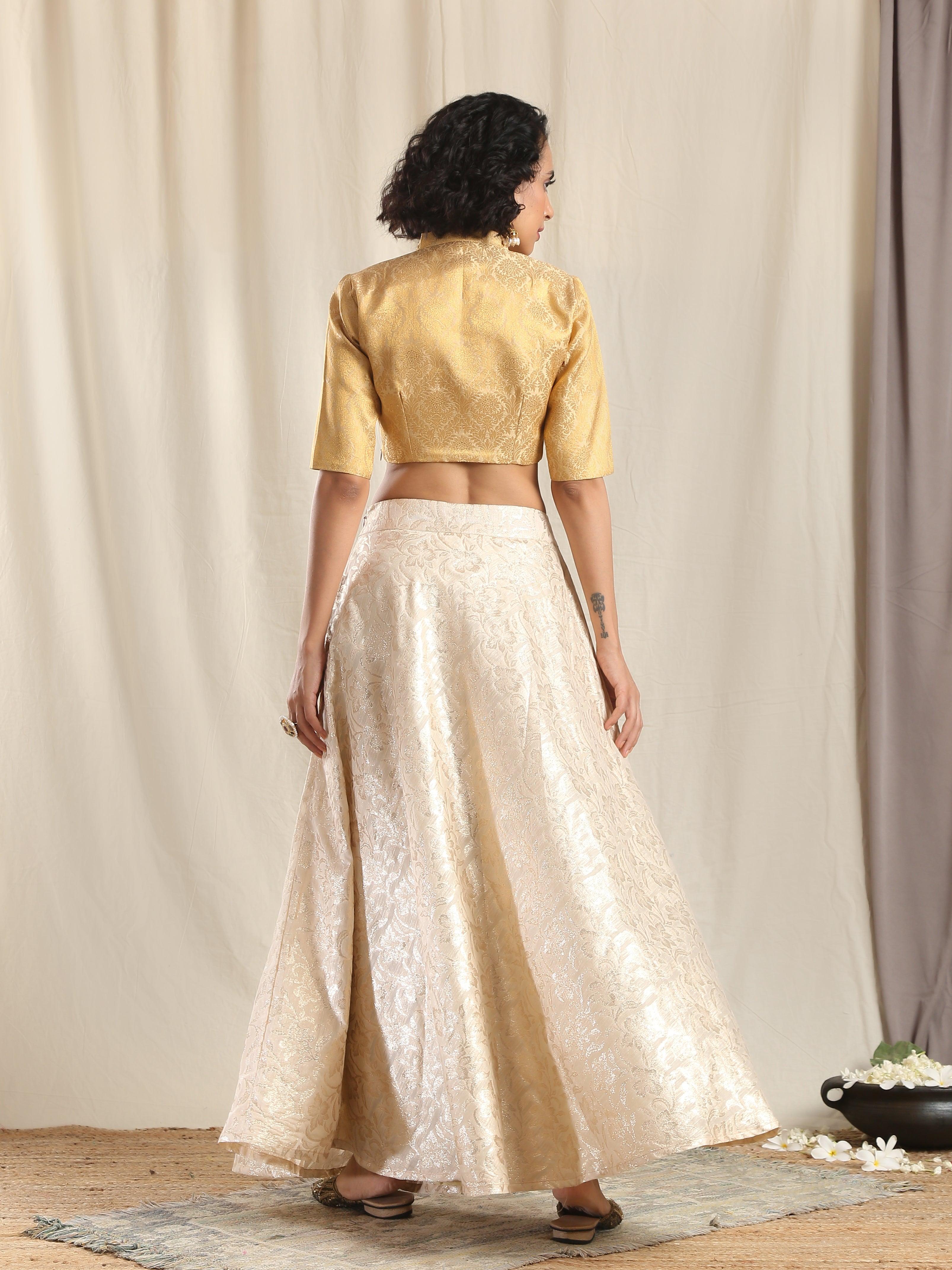 Ivory Gold Brocade Blouse Skirt Set - trueBrowns