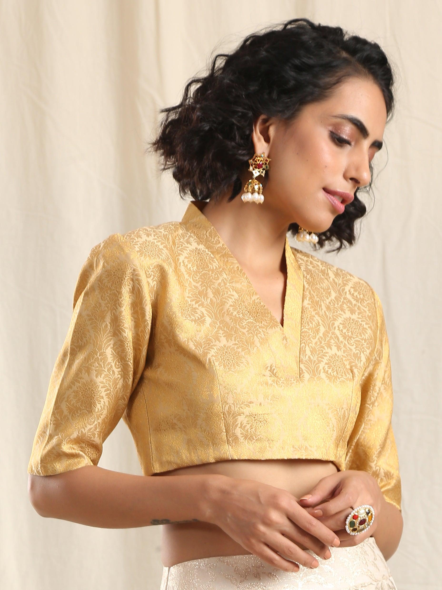 Ivory Gold Brocade Blouse Skirt Set - trueBrowns