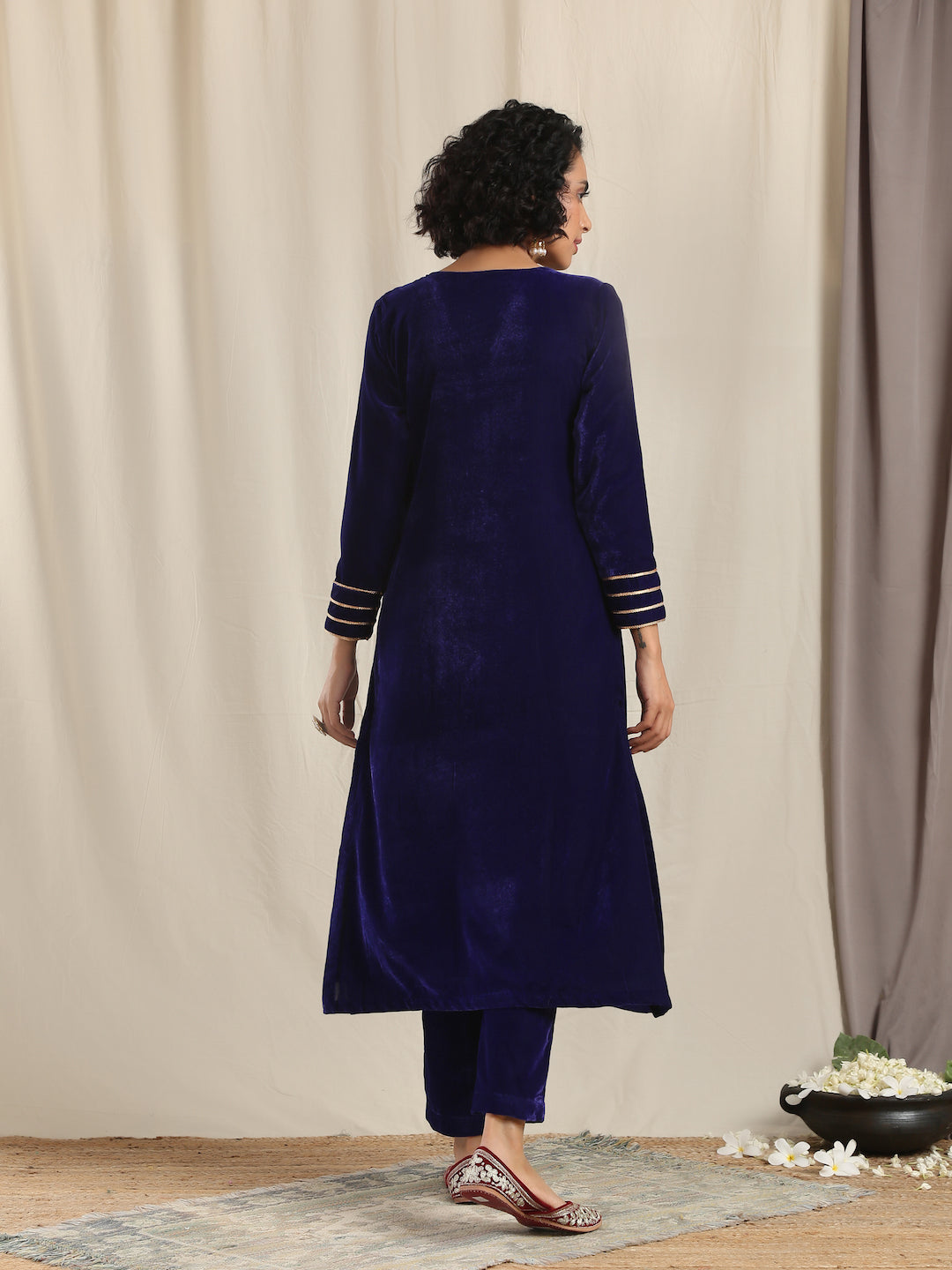 Blue Velvet Gota Kurta