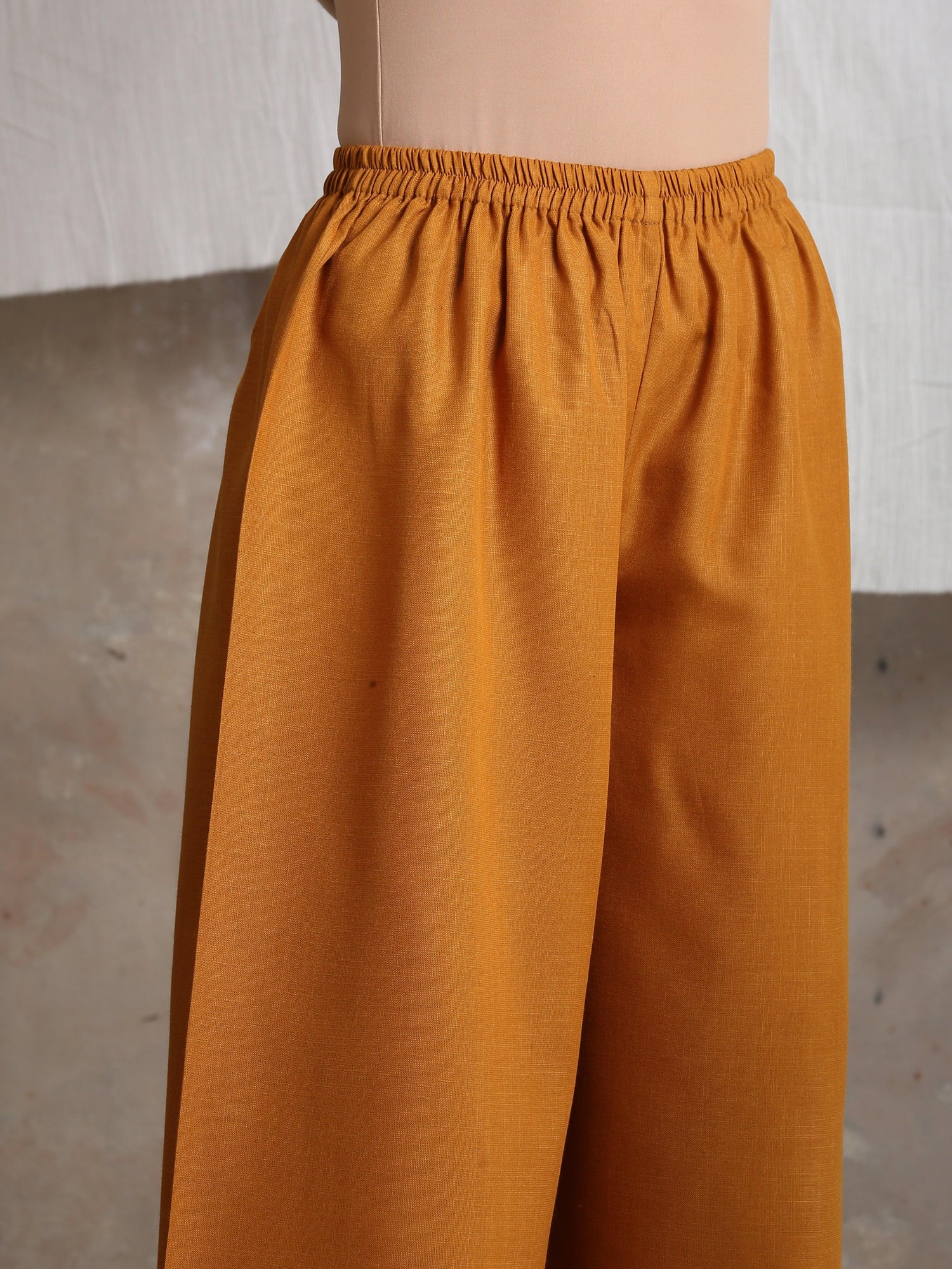 Cotton Linen Mustard Yellow Palazzo - trueBrowns
