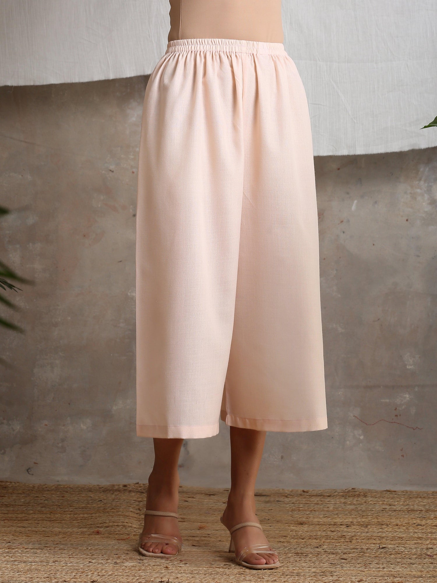 Cotton Linen Rose Pink Palazzo - trueBrowns