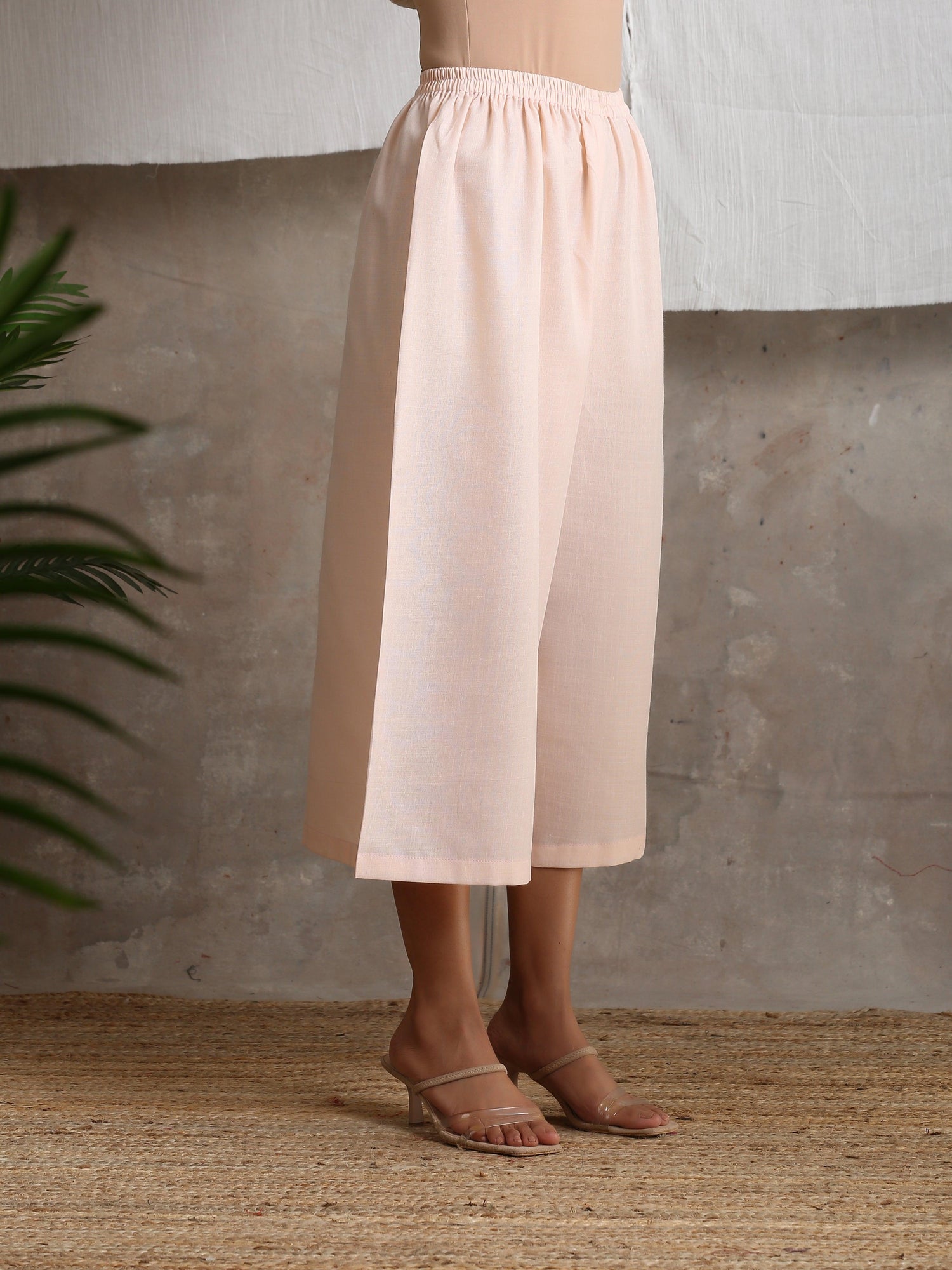 Cotton Linen Rose Pink Palazzo - trueBrowns