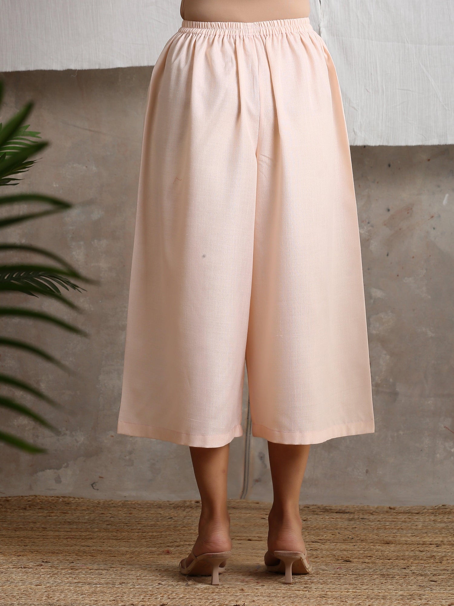 Cotton Linen Rose Pink Palazzo - trueBrowns