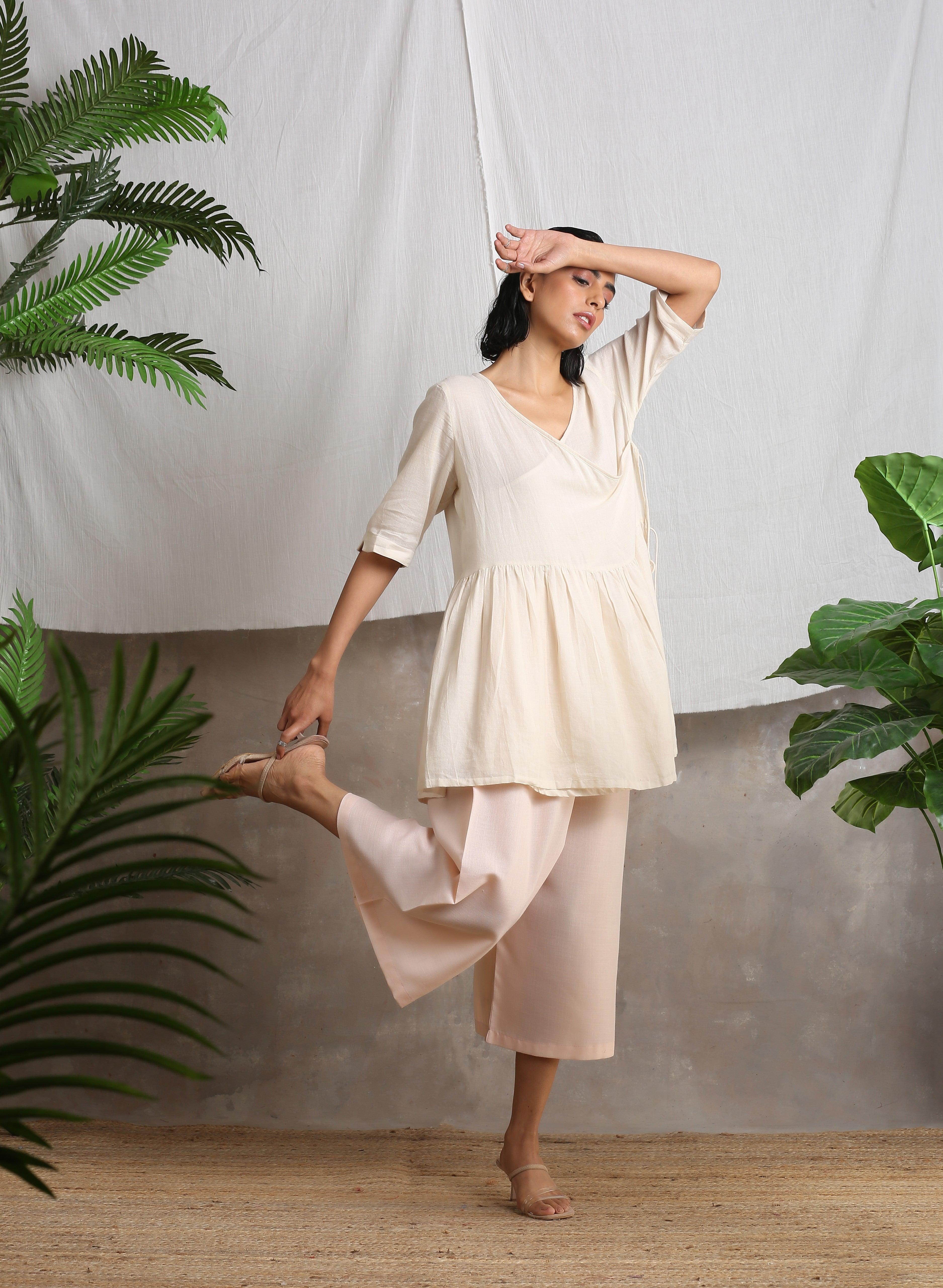 Cotton Linen Rose Pink Palazzo - trueBrowns
