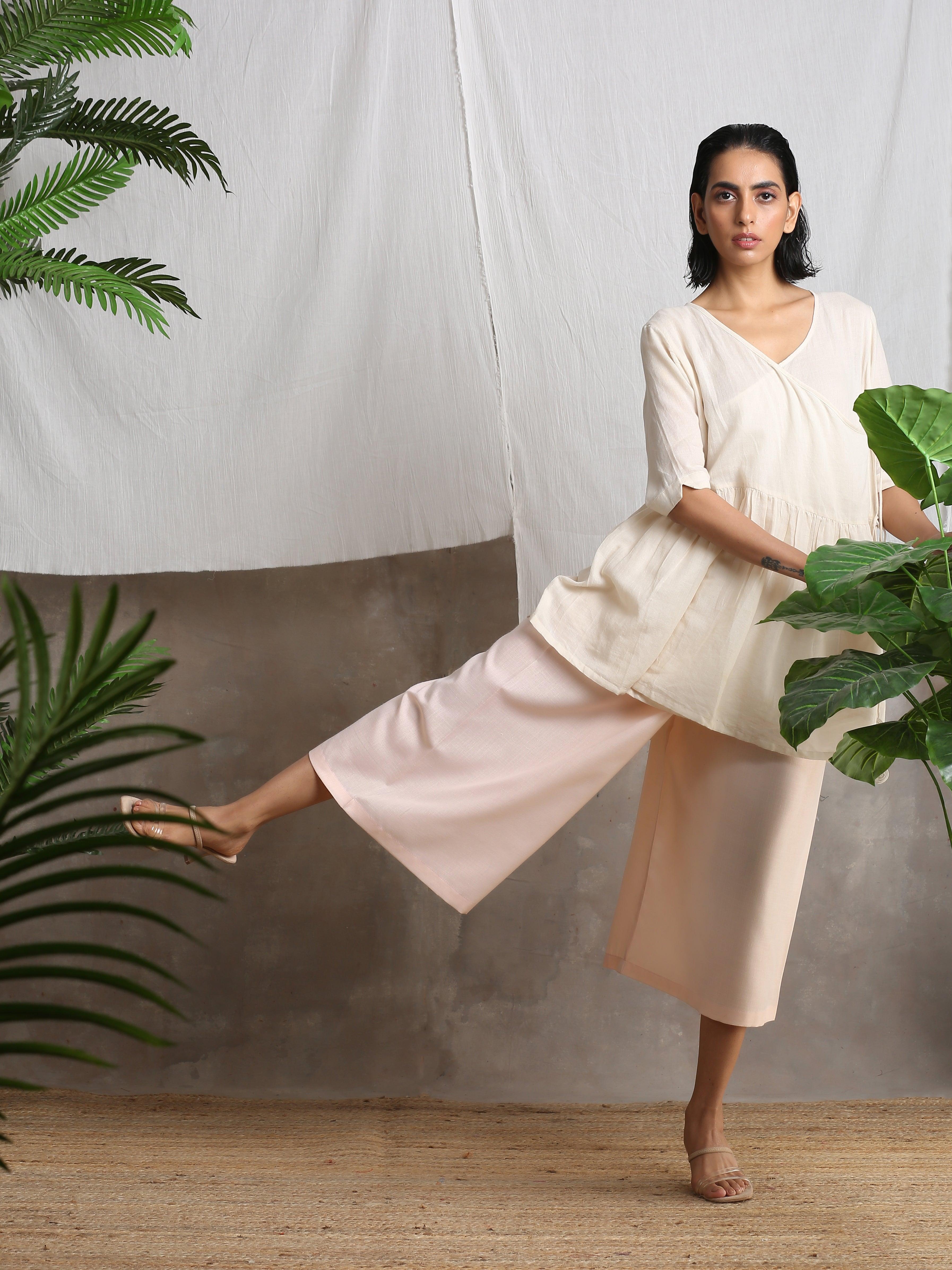Cotton Linen Rose Pink Palazzo - trueBrowns