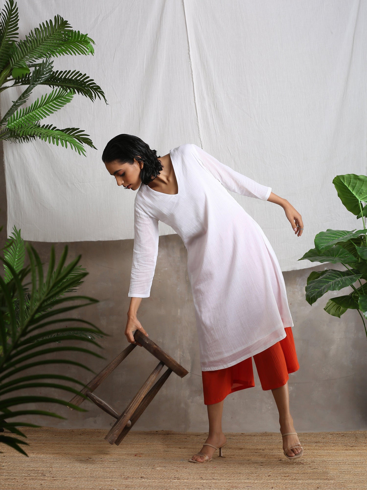 White Crinkled Palazzo - trueBrowns