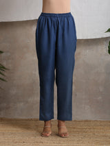Cotton Linen Dark Blue Pant - trueBrowns
