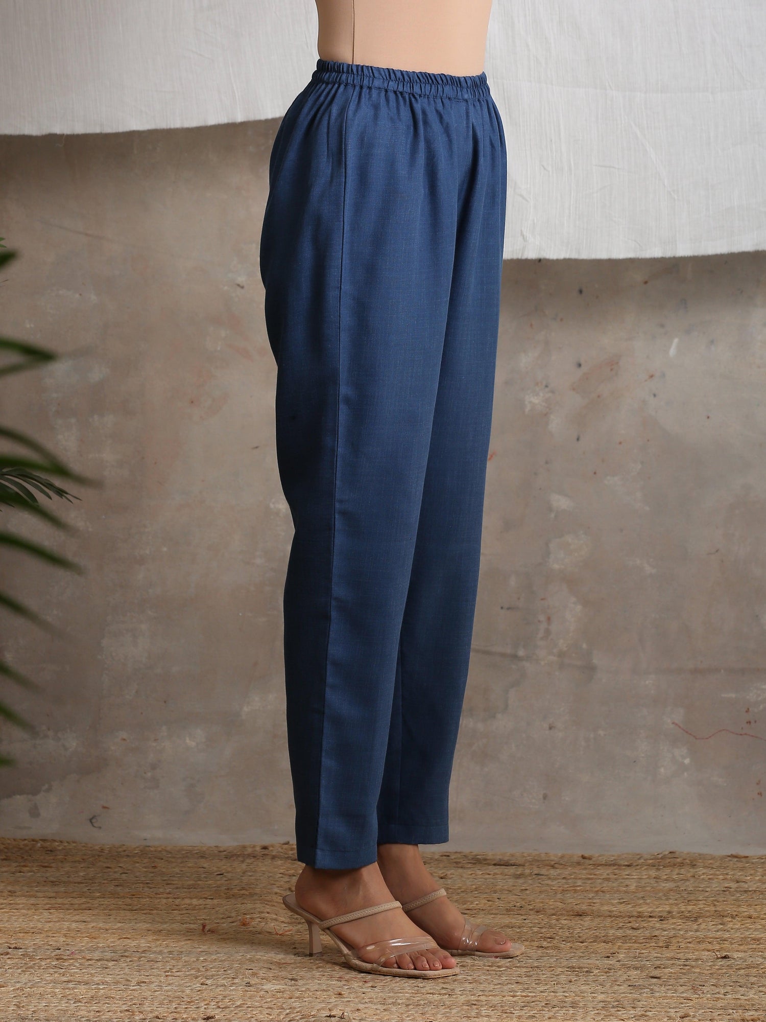 Cotton Linen Dark Blue Pant - trueBrowns
