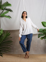 Cotton Linen Dark Blue Pant - trueBrowns
