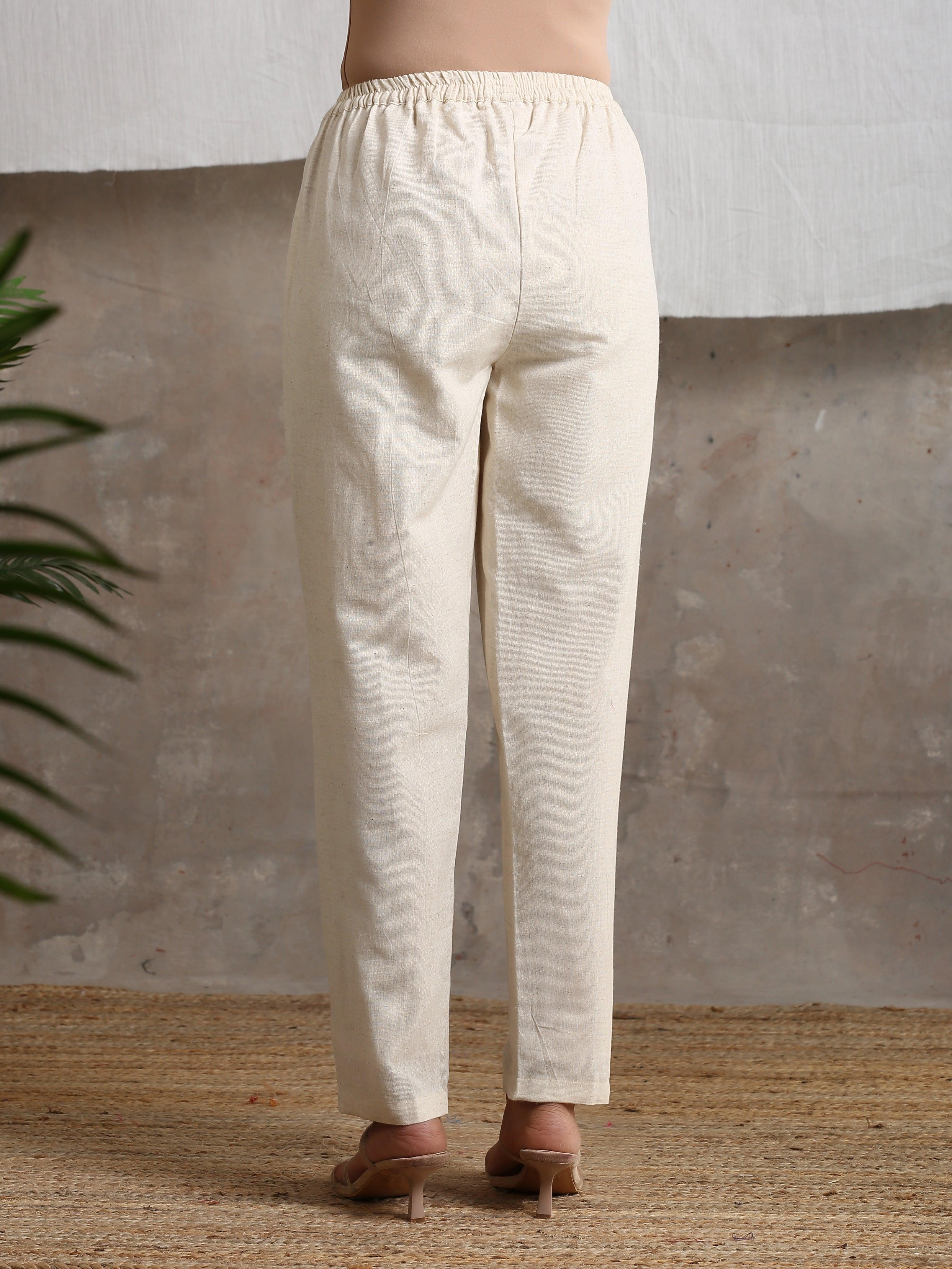 Beige Pure Cotton Pant - trueBrowns
