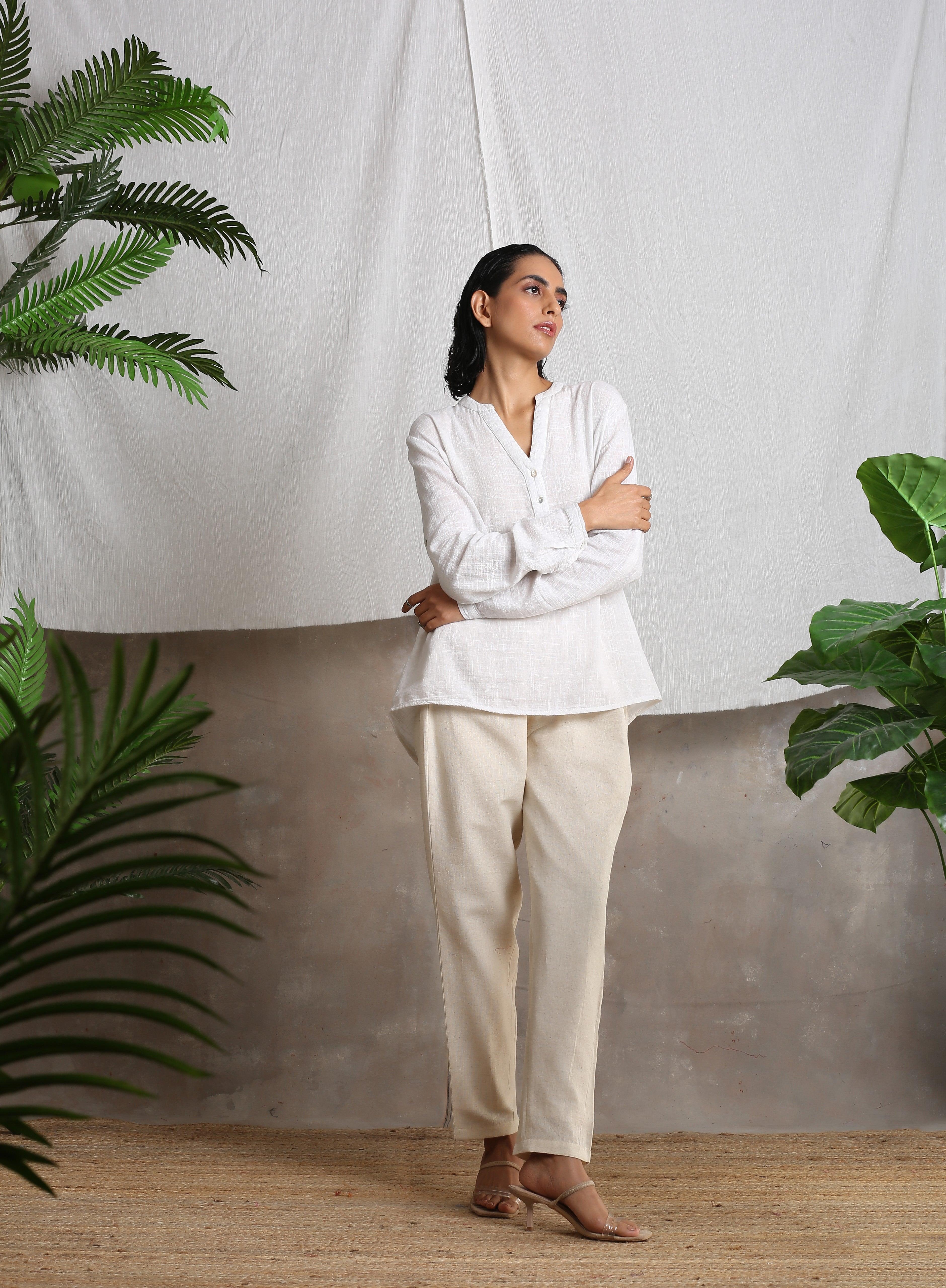 Beige Pure Cotton Pant - trueBrowns