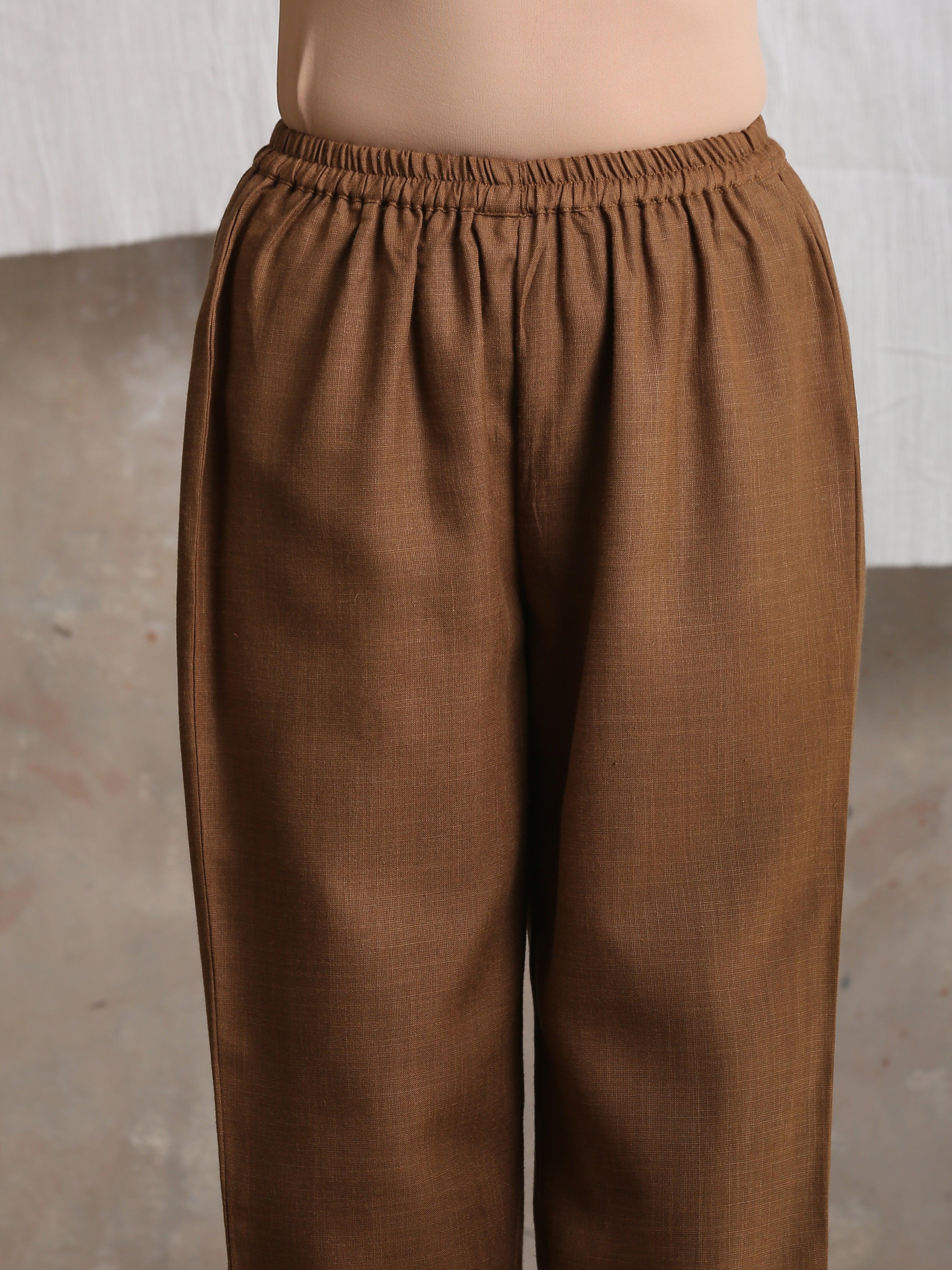 Cotton Linen Brown Pant - trueBrowns