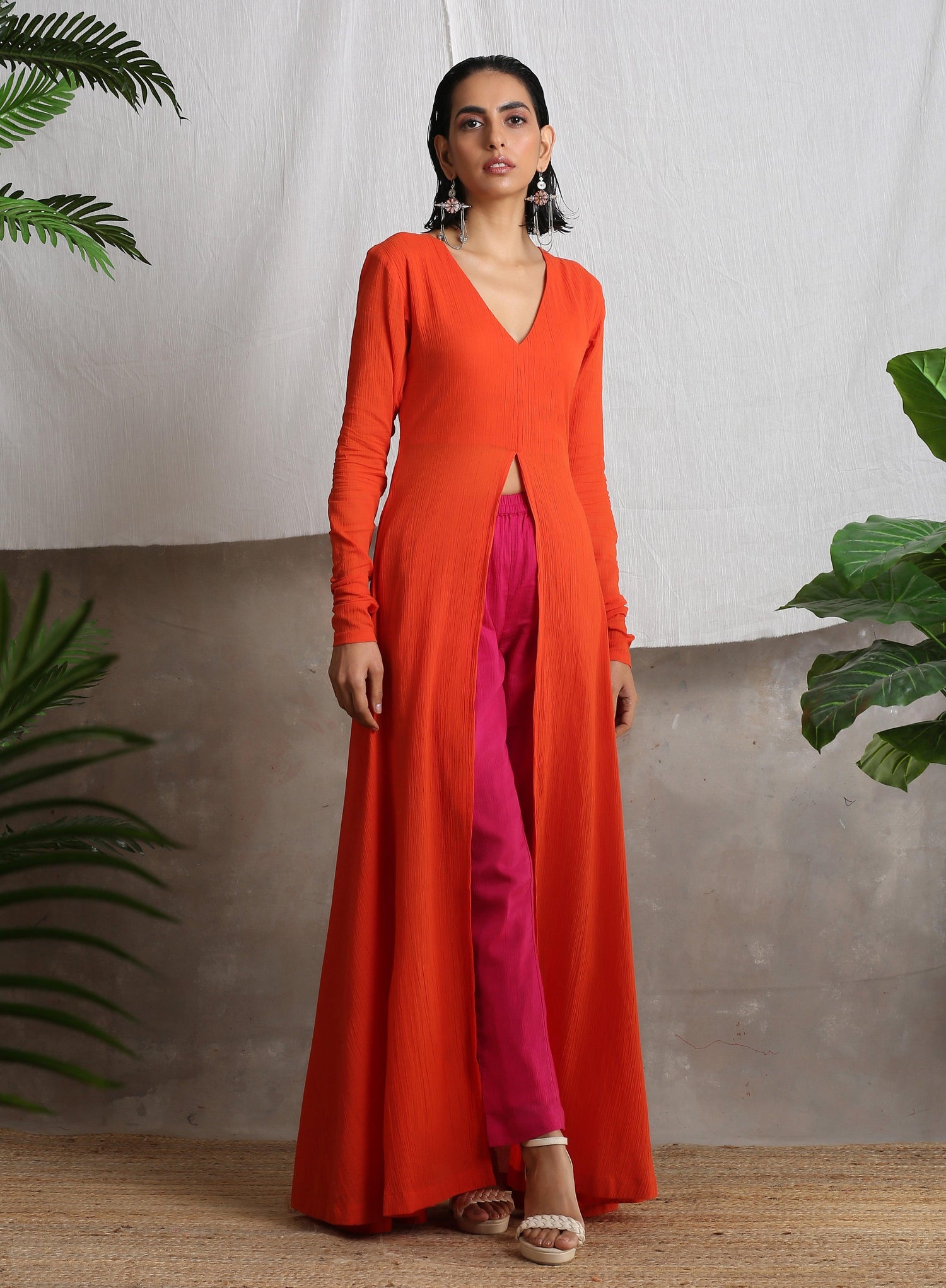 Orange Crinkled Kurta - trueBrowns