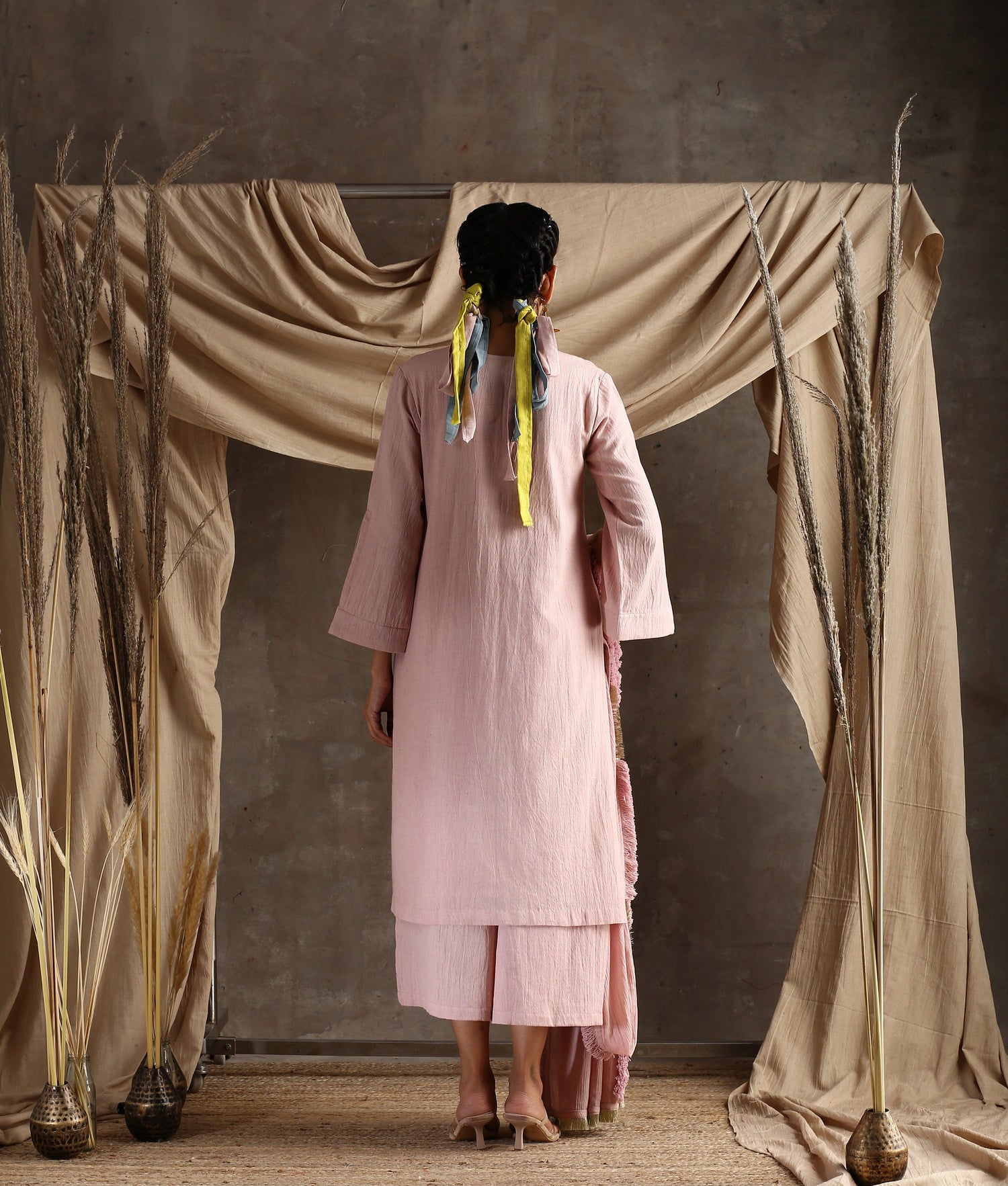 Rose Pink Pure Cotton Lace Kurta - trueBrowns