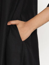 Cotton Linen Black Kurta Pant Set - trueBrowns