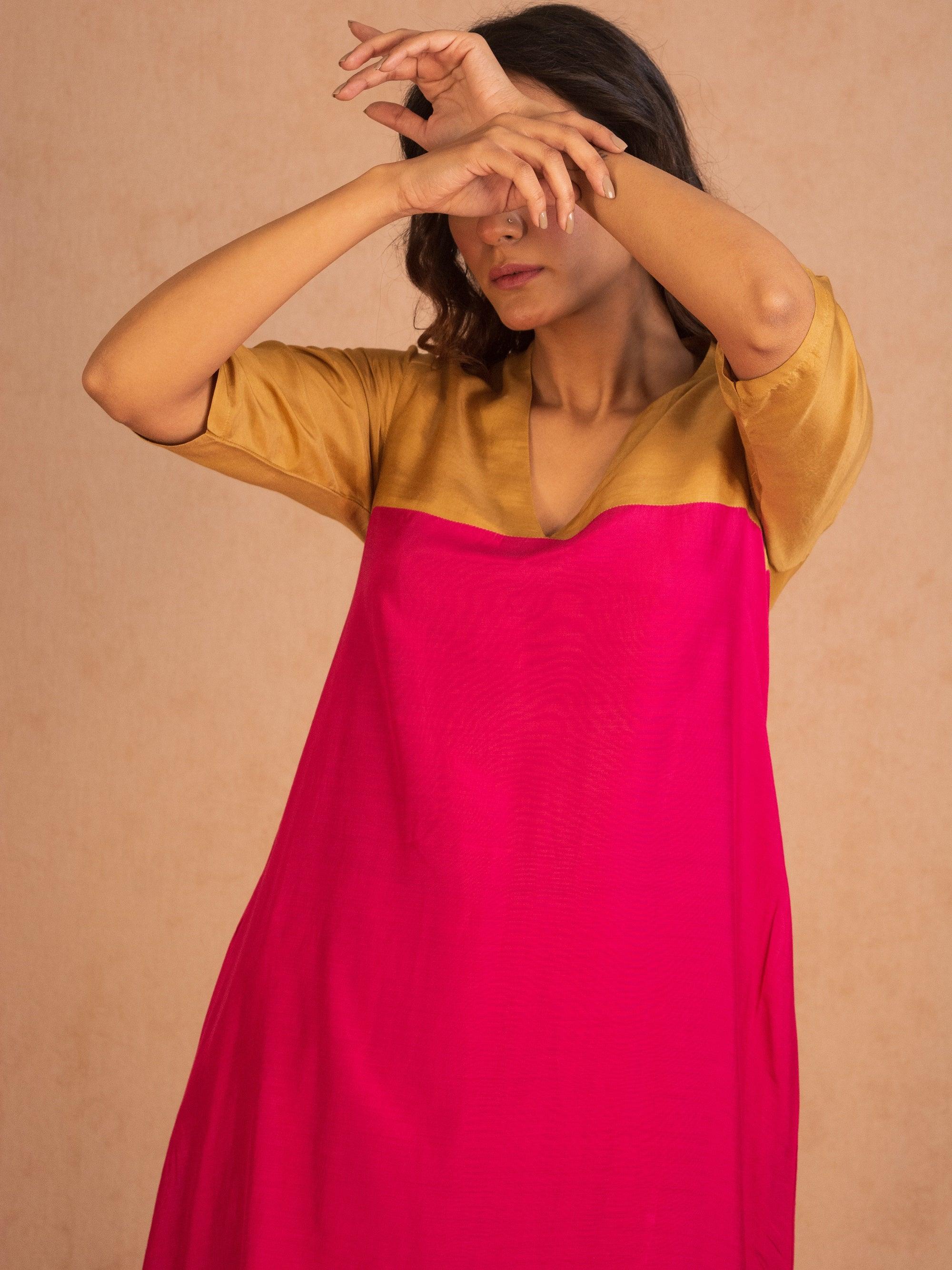 Silk Pink Flared Kurta Pant Set - trueBrowns