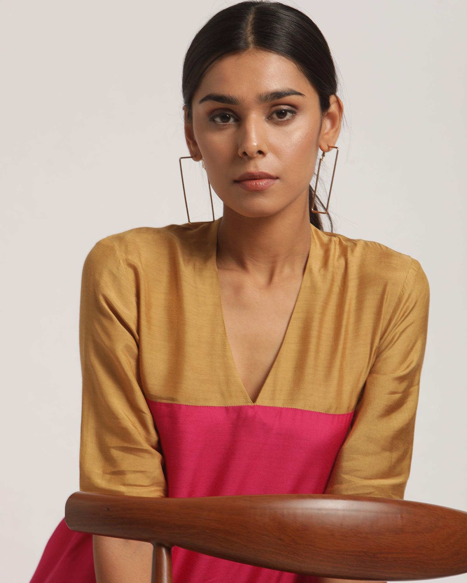 Silk Pink Flared Kurta Pant Set - trueBrowns