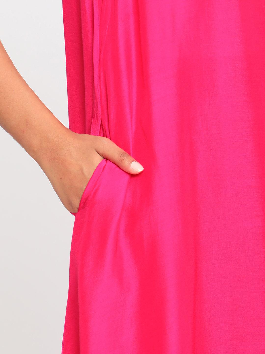 Silk Pink Sleeveless Kurta Pant Set - trueBrowns