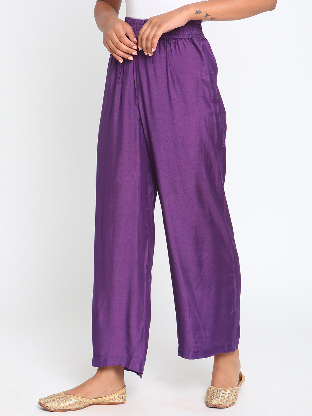 Silk Purple High waist Pant
