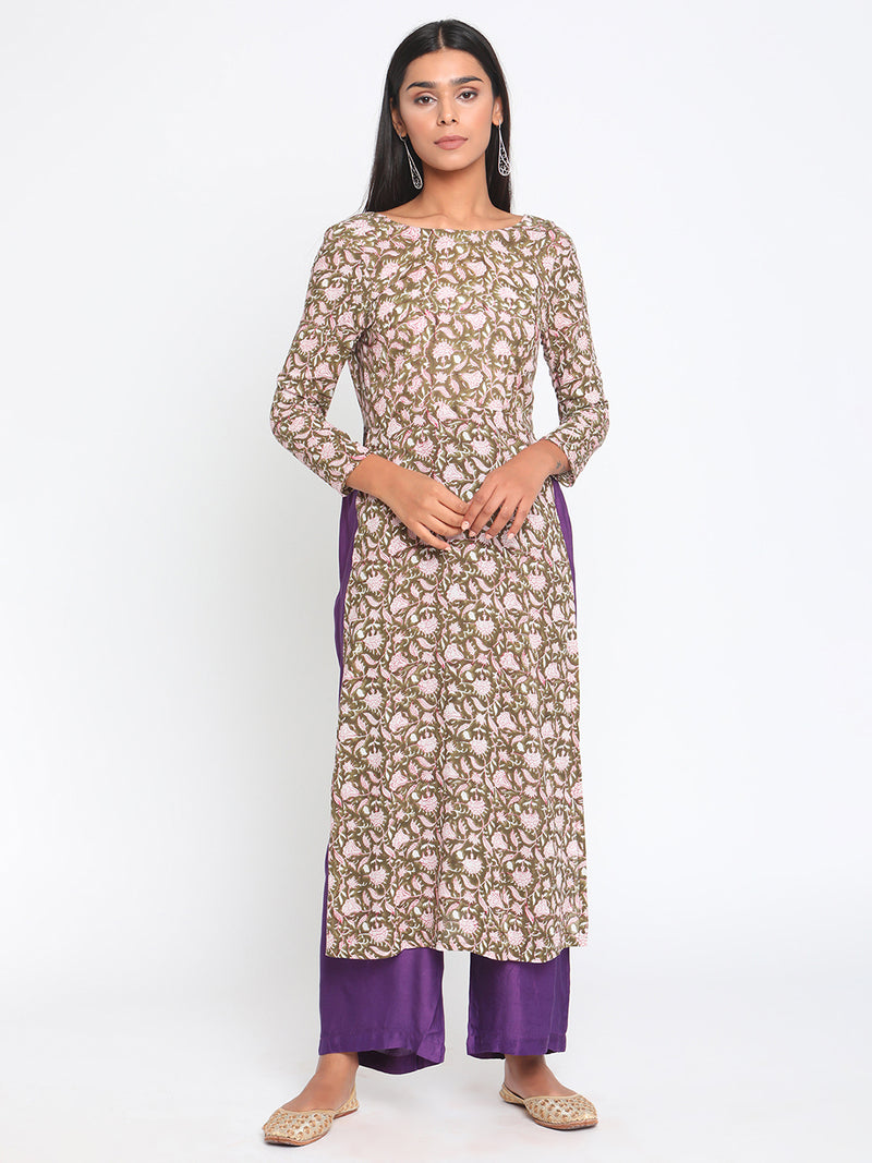 Silk Purple High waist Pant