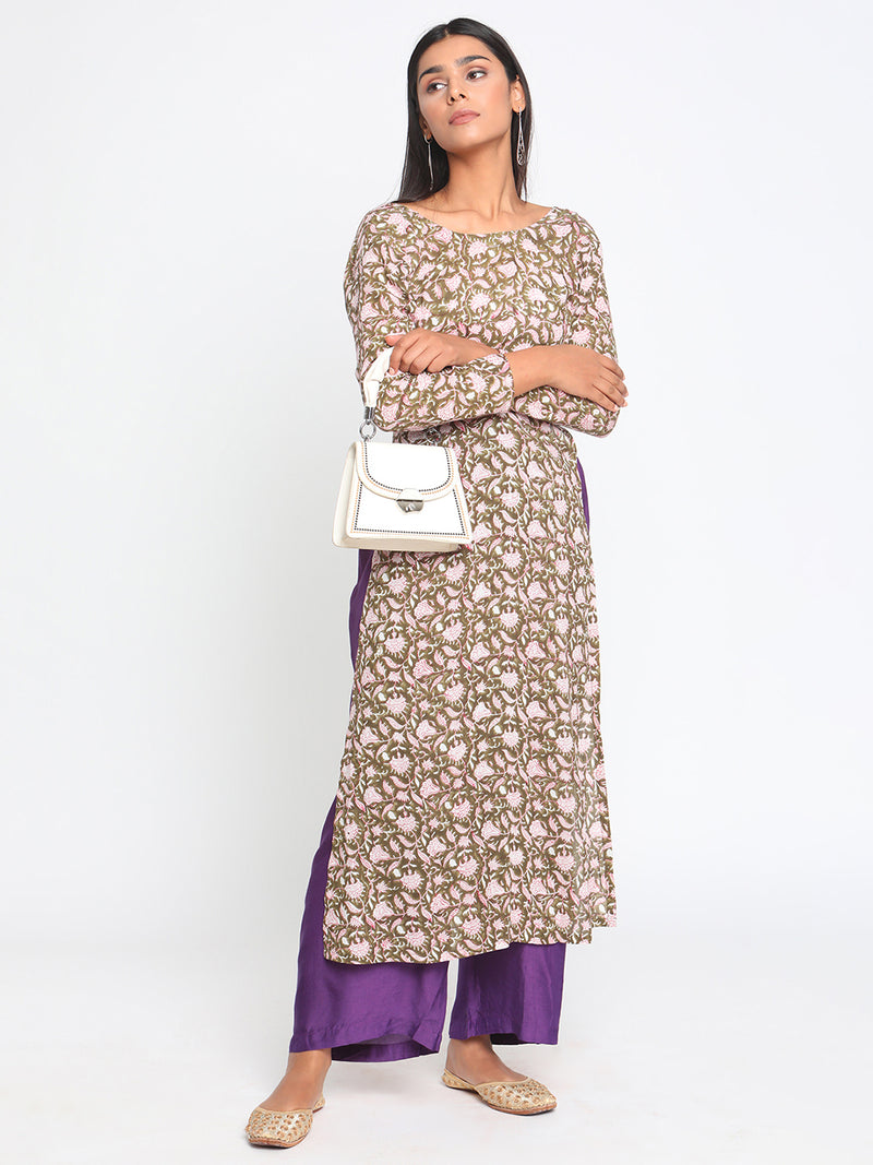 Silk Purple High waist Pant