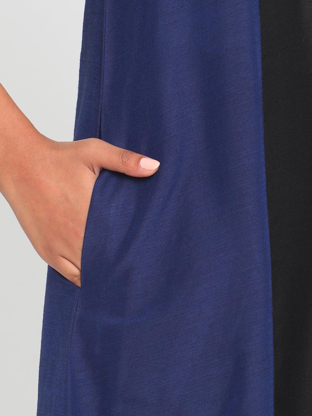 Black Blue Silk Kurta Pant Set - trueBrowns