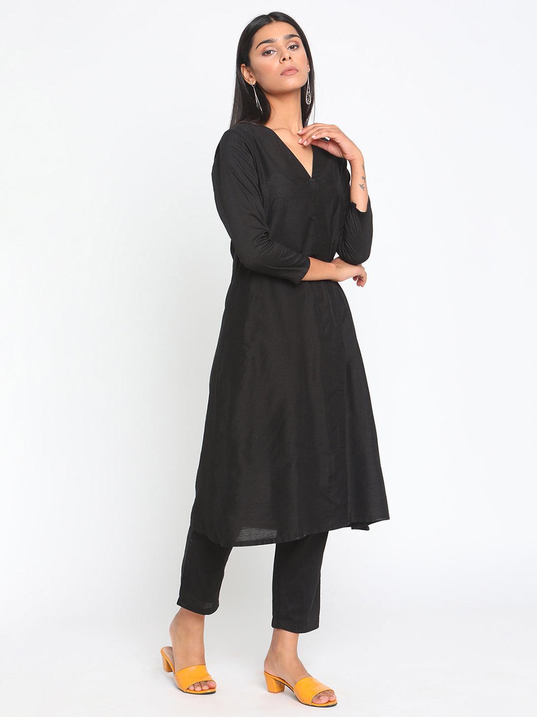 Black Silk Angrakha Set - trueBrowns