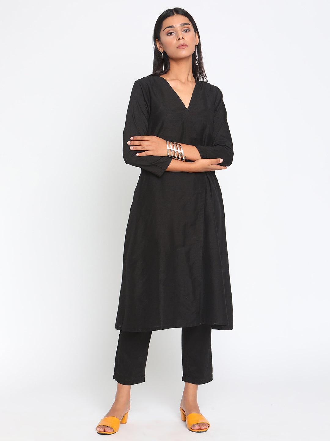 Black Silk Angrakha Set - trueBrowns