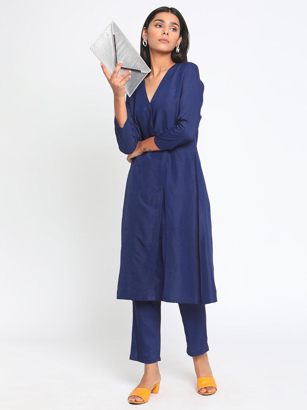 Blue Silk Angrakha Set - trueBrowns