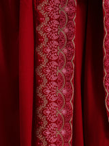 Red Velvet Embroidered Shawl
