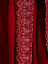 Red Velvet Embroidered Shawl