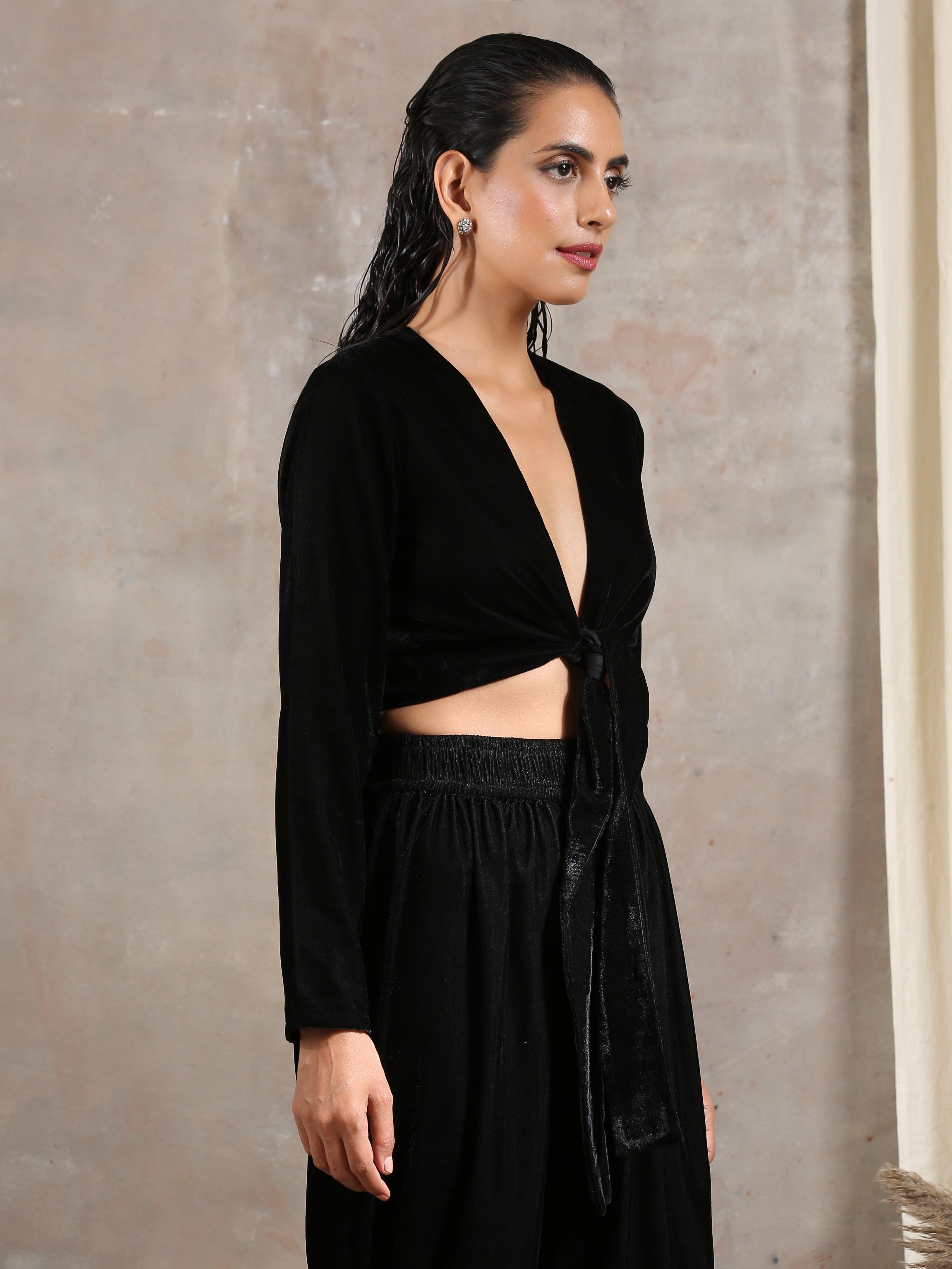 Velvet Tie Up Blouse