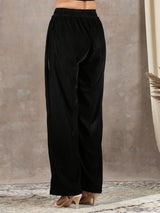 Black Velvet High Waist Pant
