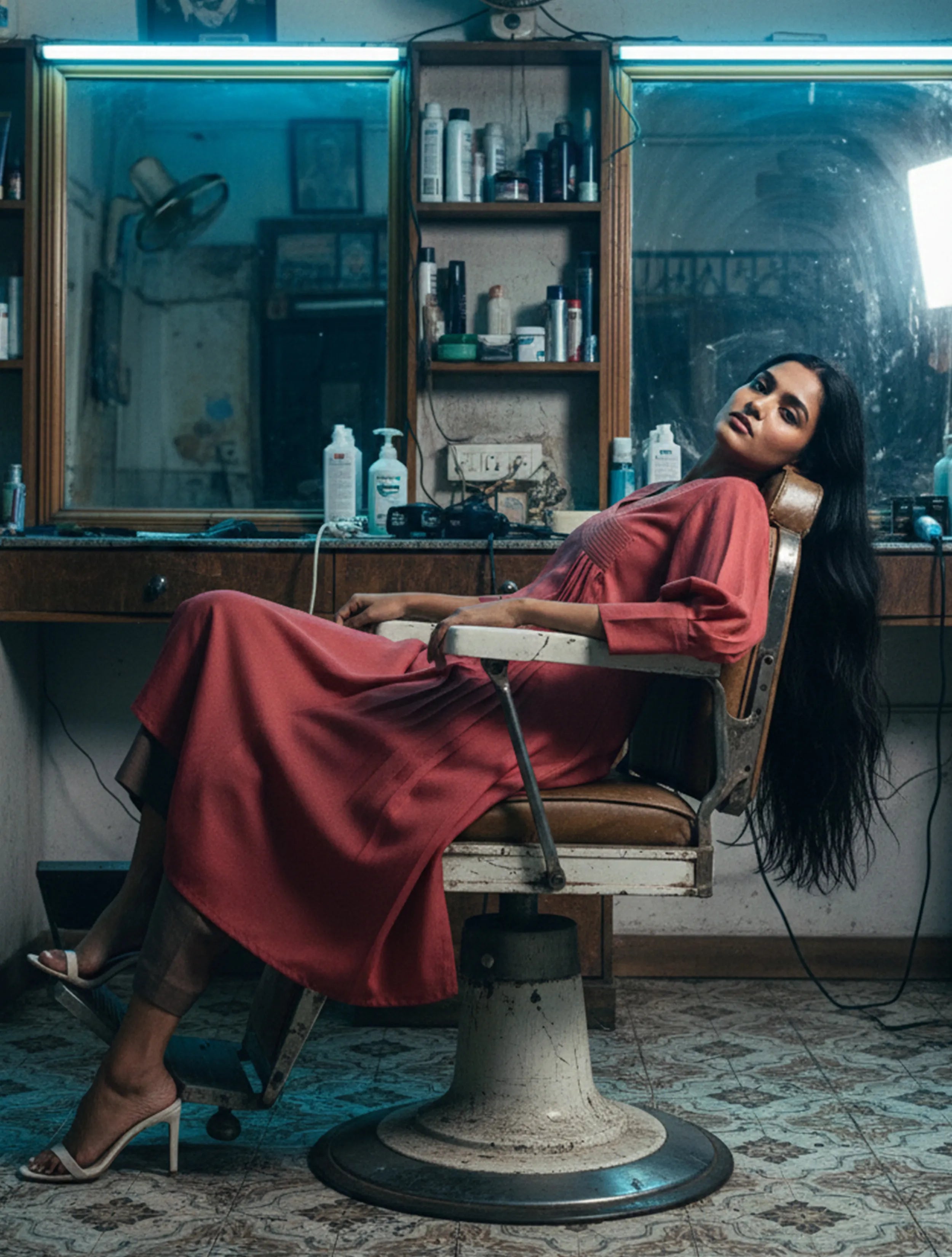 Cotton Linen Rust Red Kurta Pant Set