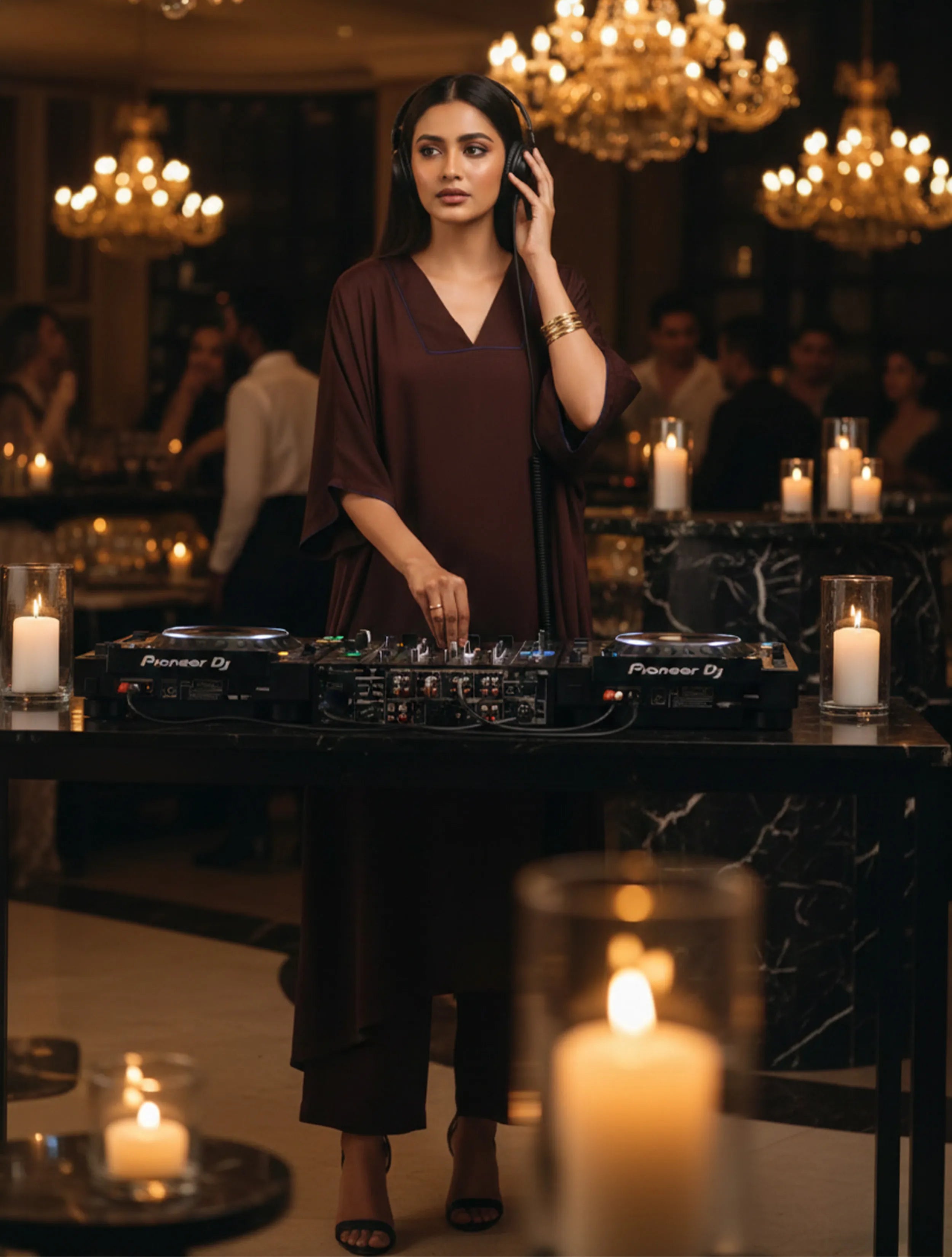 Cola Brown Modal Satin Oversized Kurta Set