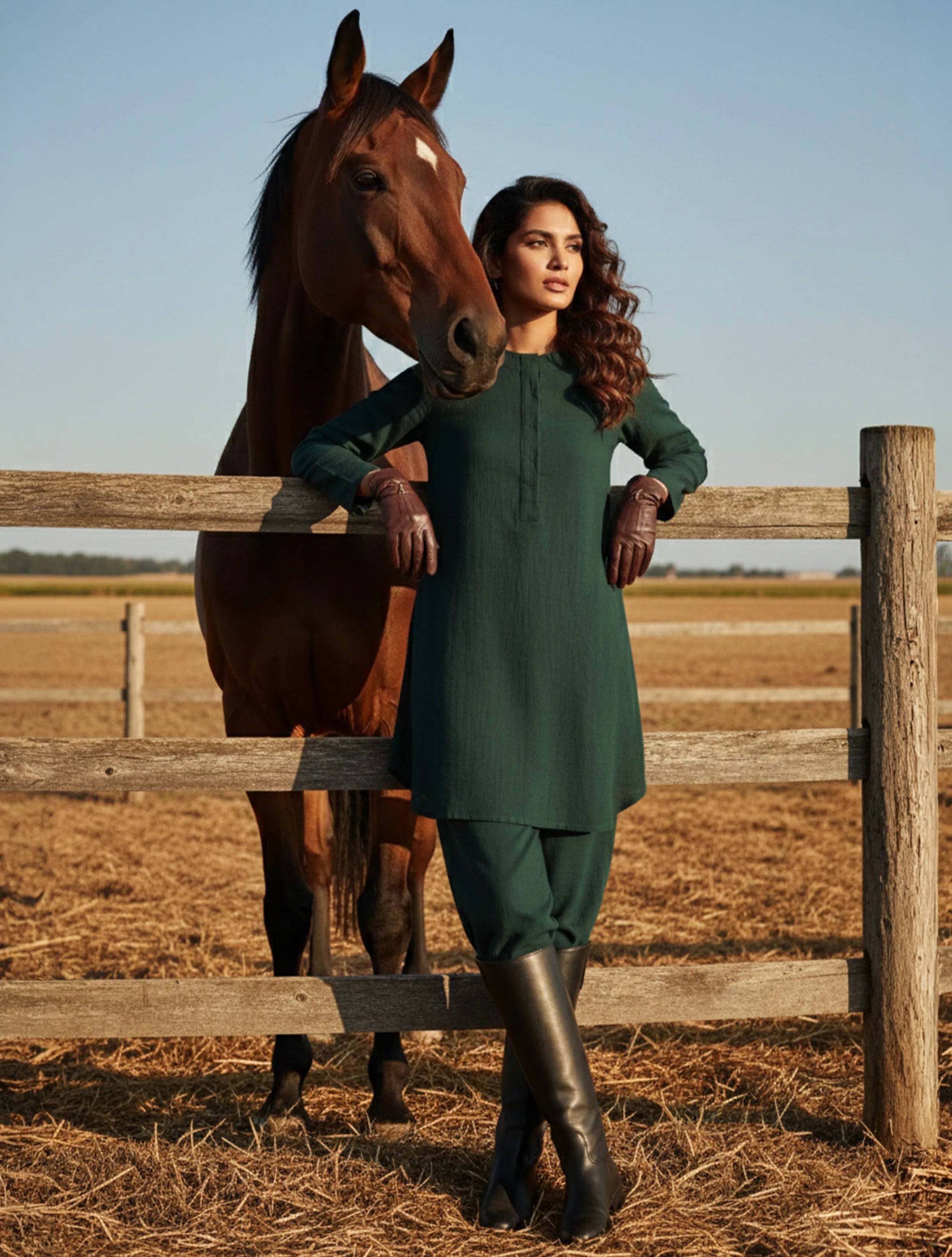 Dark Green Front Placket Co-Ord Set