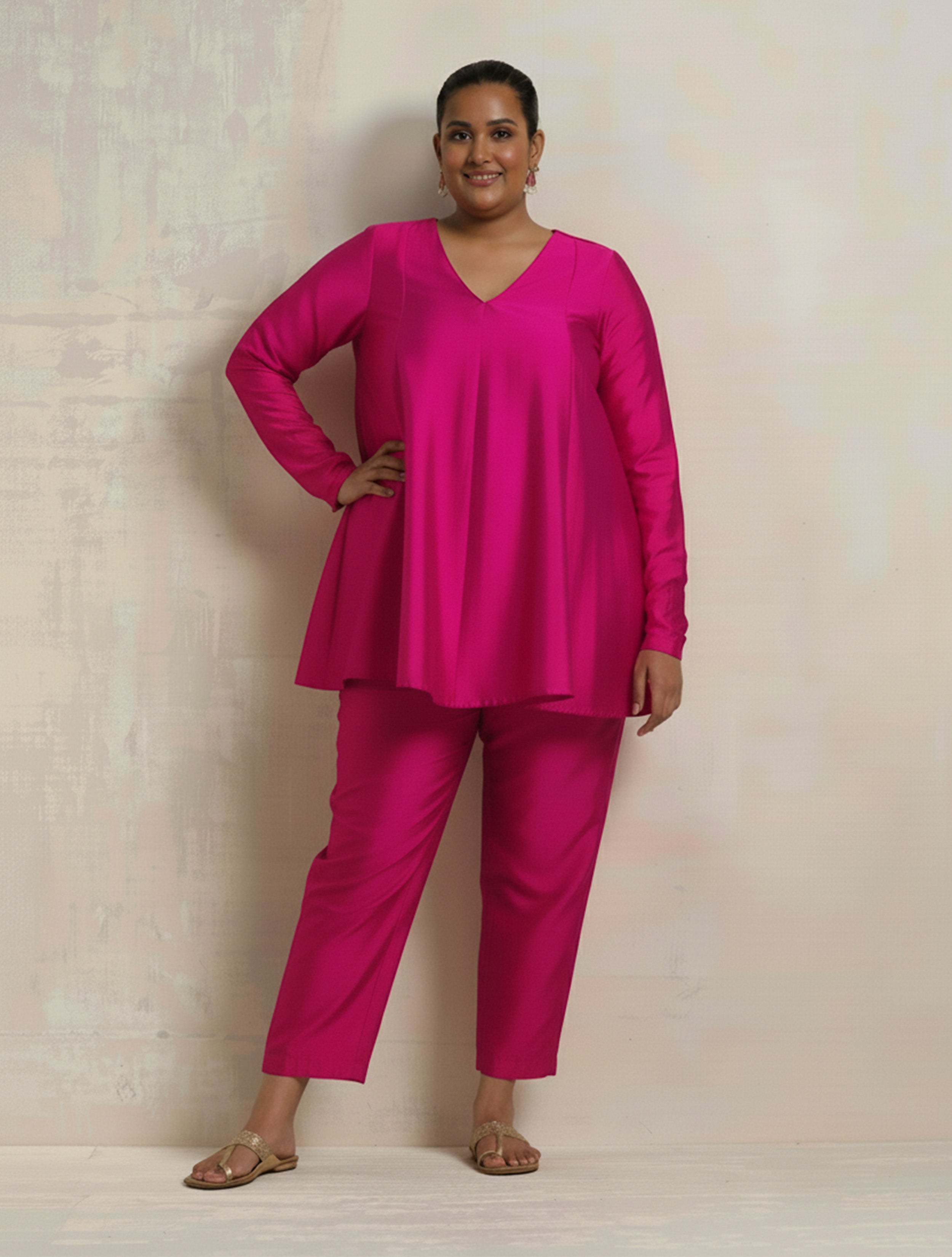 trueBrowns Pink Silk Co-ord Set