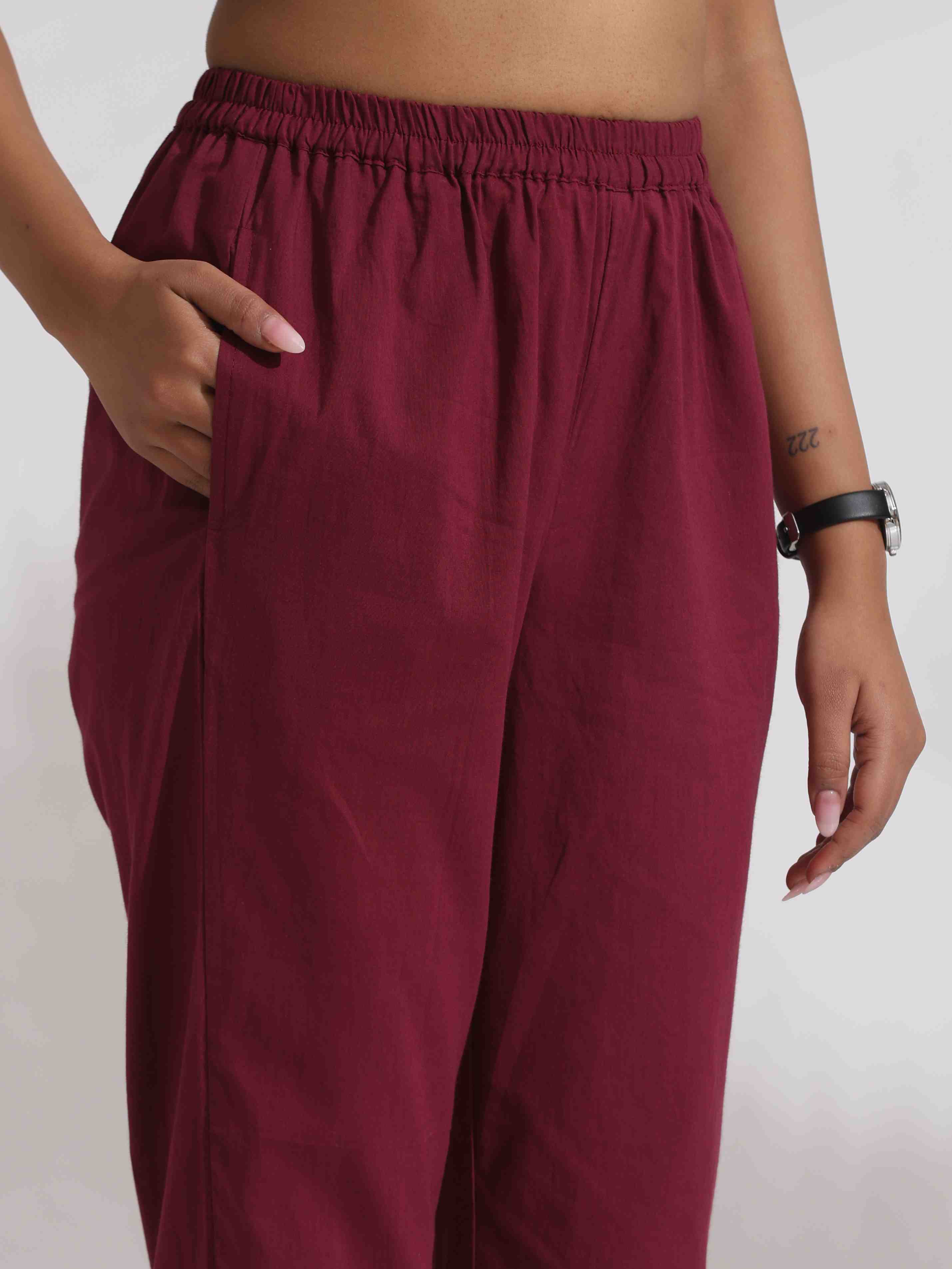 trueBrowns Purple Cotton Print Kurta Co-ord Set