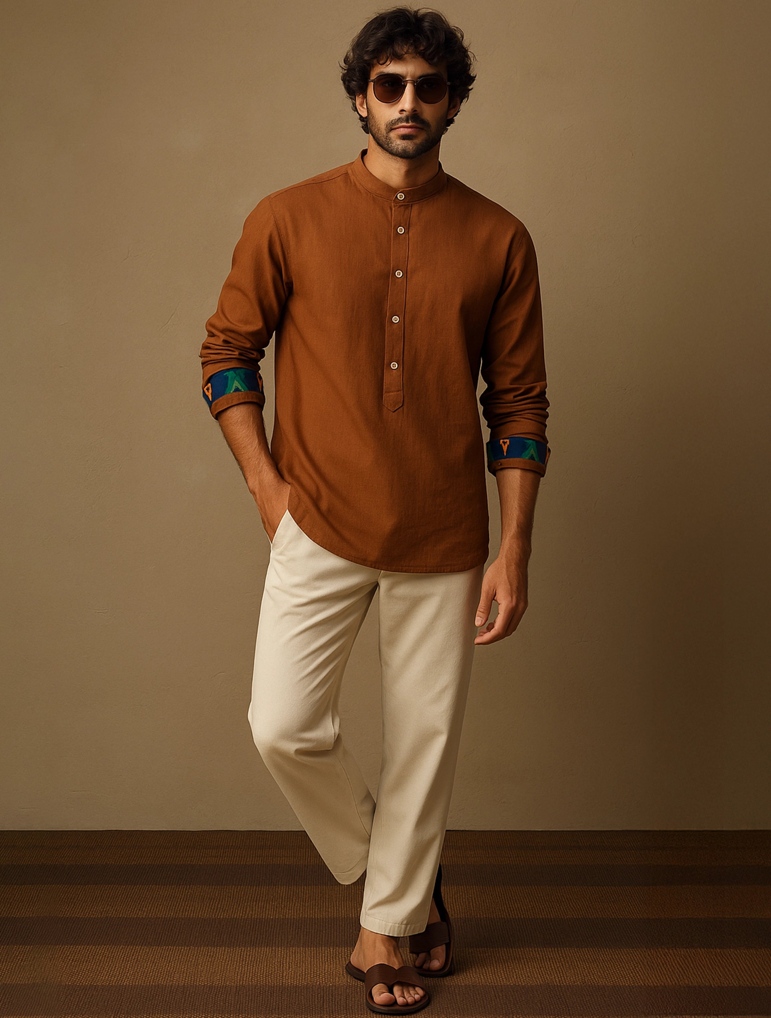 trueBrowns Men's Brown Cotton Shirt