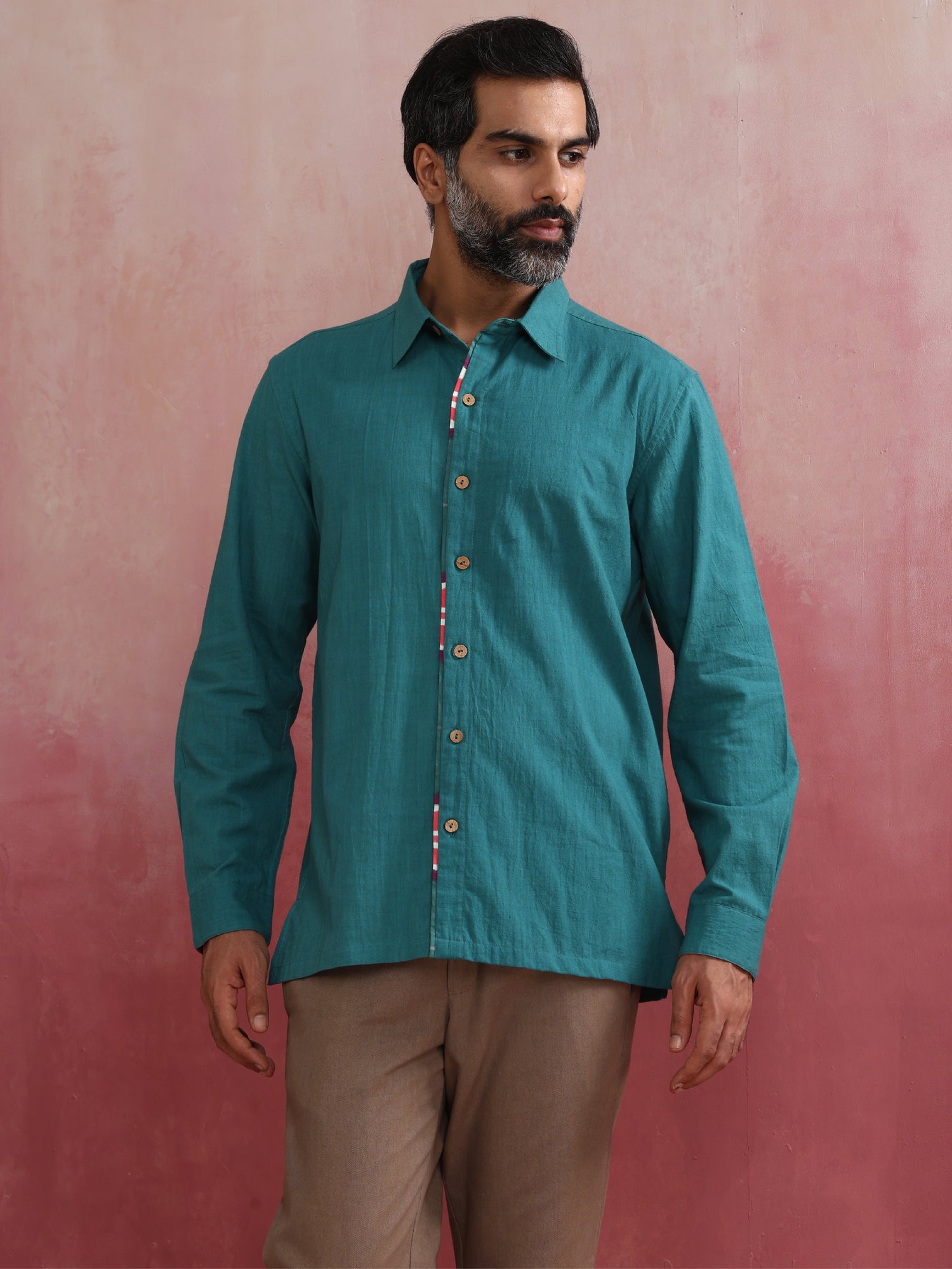 trueBrowns Men's Blue Cotton Shirt