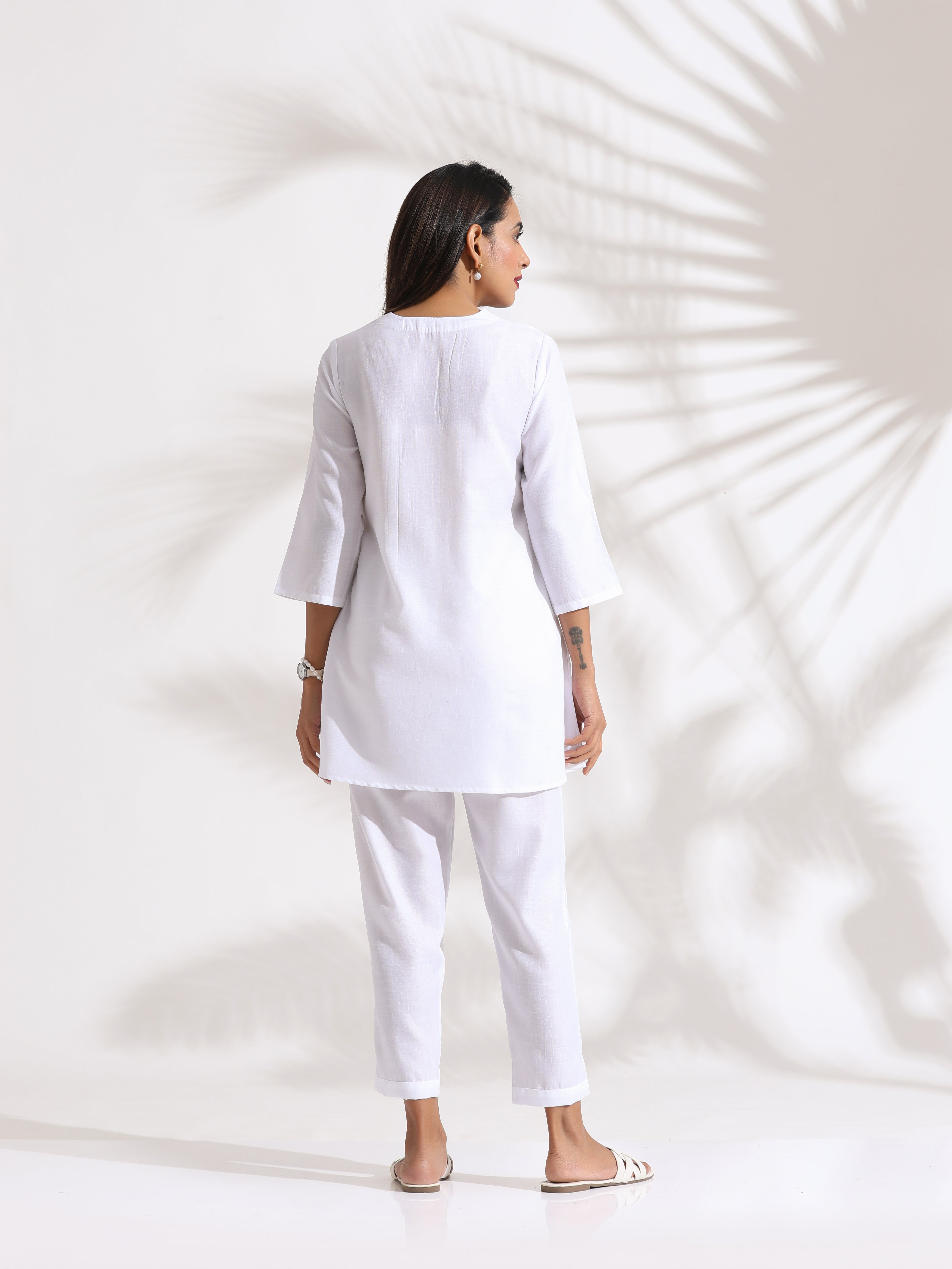 trueBrowns White Slub Co-ord Set