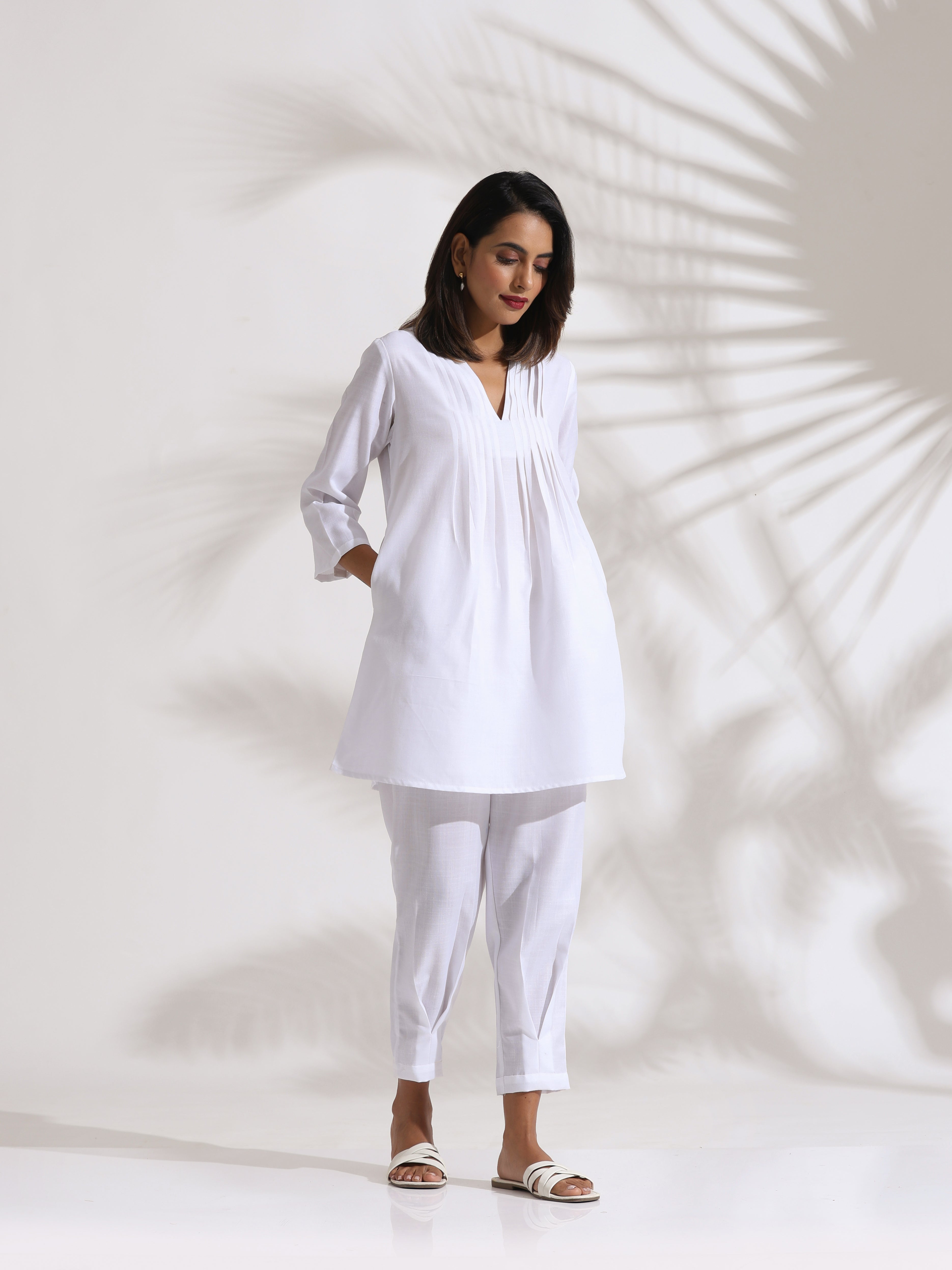 trueBrowns White Slub Co-ord Set