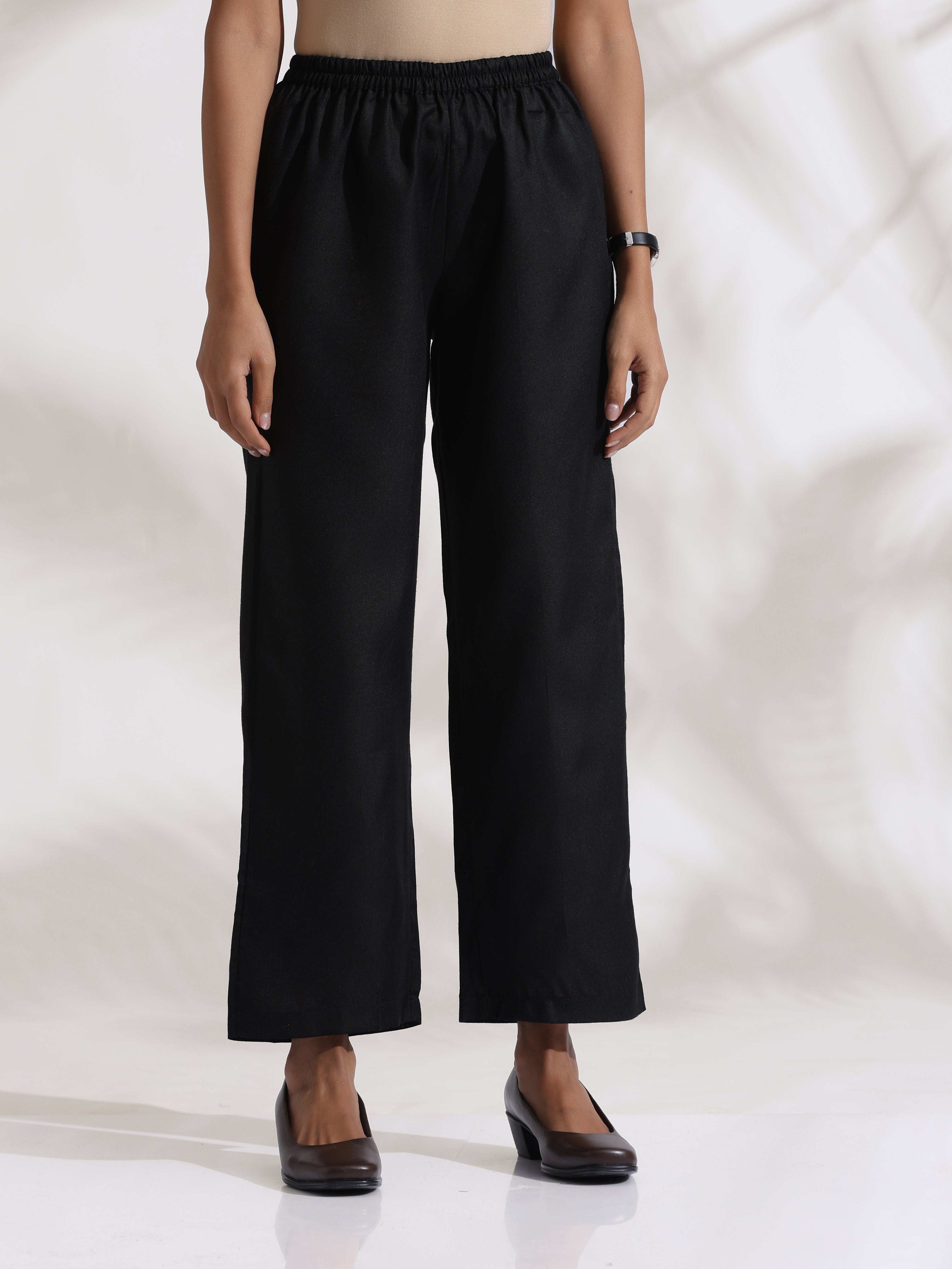 trueBrowns Black Slub Kurta Co-ord Set