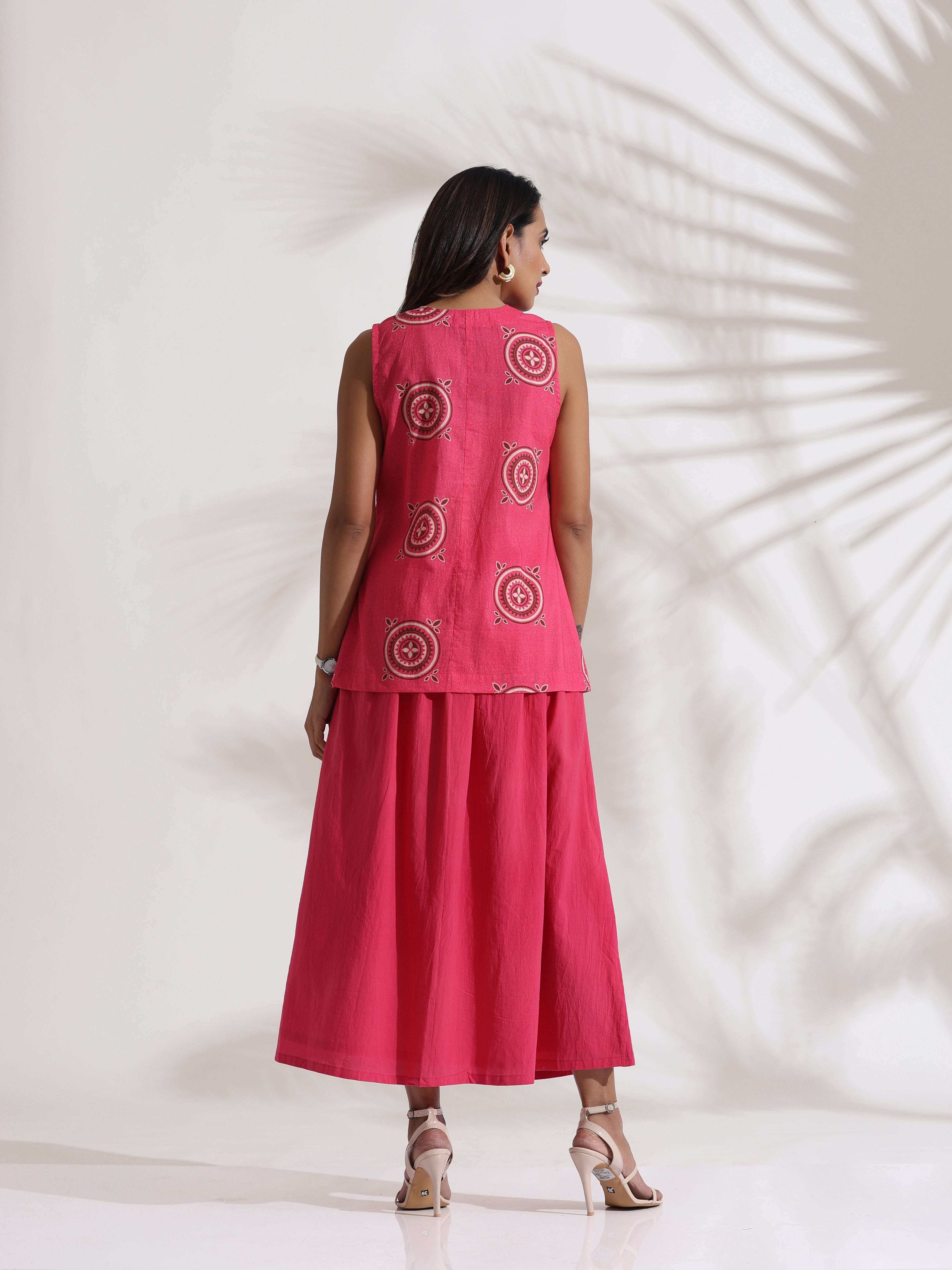 trueBrowns Pink Cotton Skirt Co-ord Set